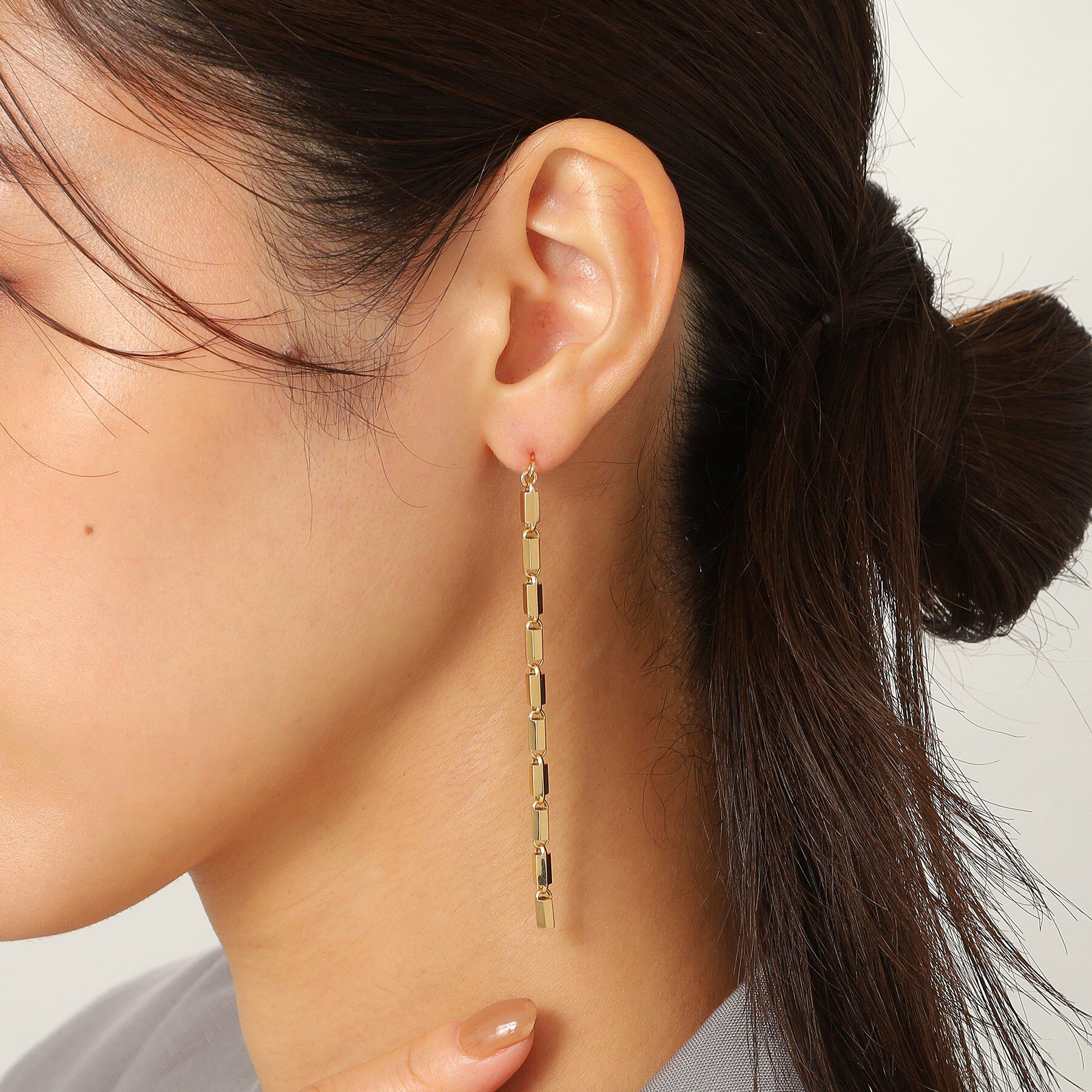 COCOSHNIK「K18ヘキサゴンカットチェーン スタッドピアス 大」|ピアス|