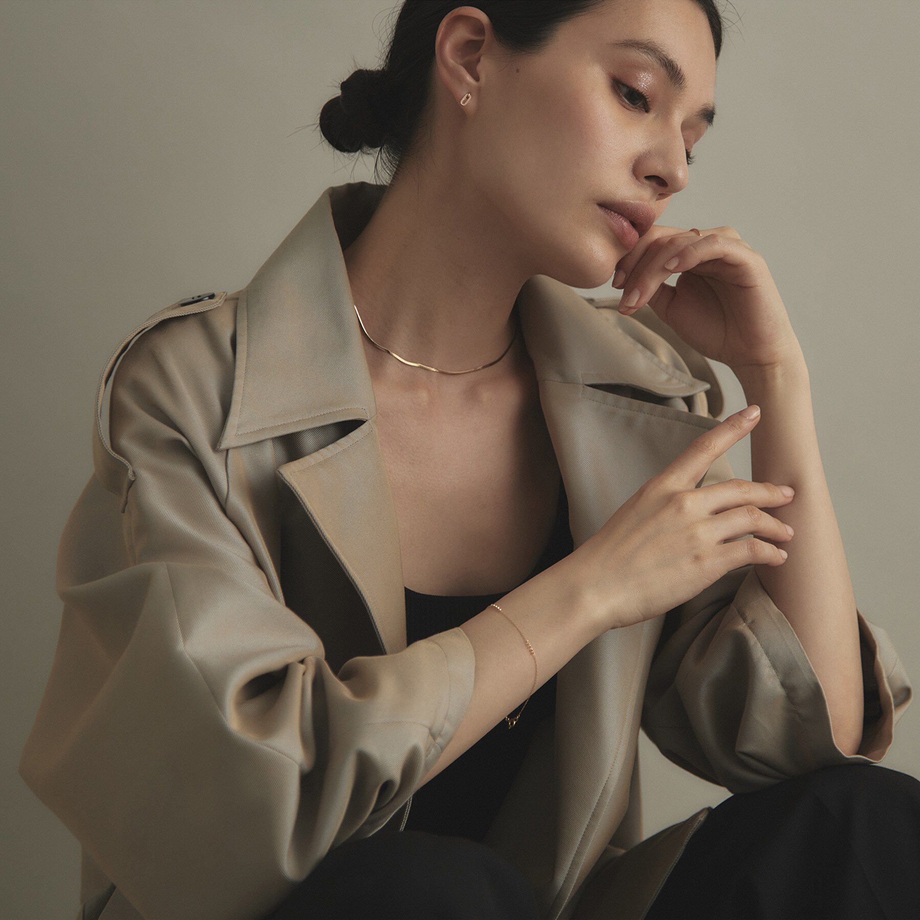 COCOSHNIK「K18フラットスネーク ネックレス細」|ネックレス|