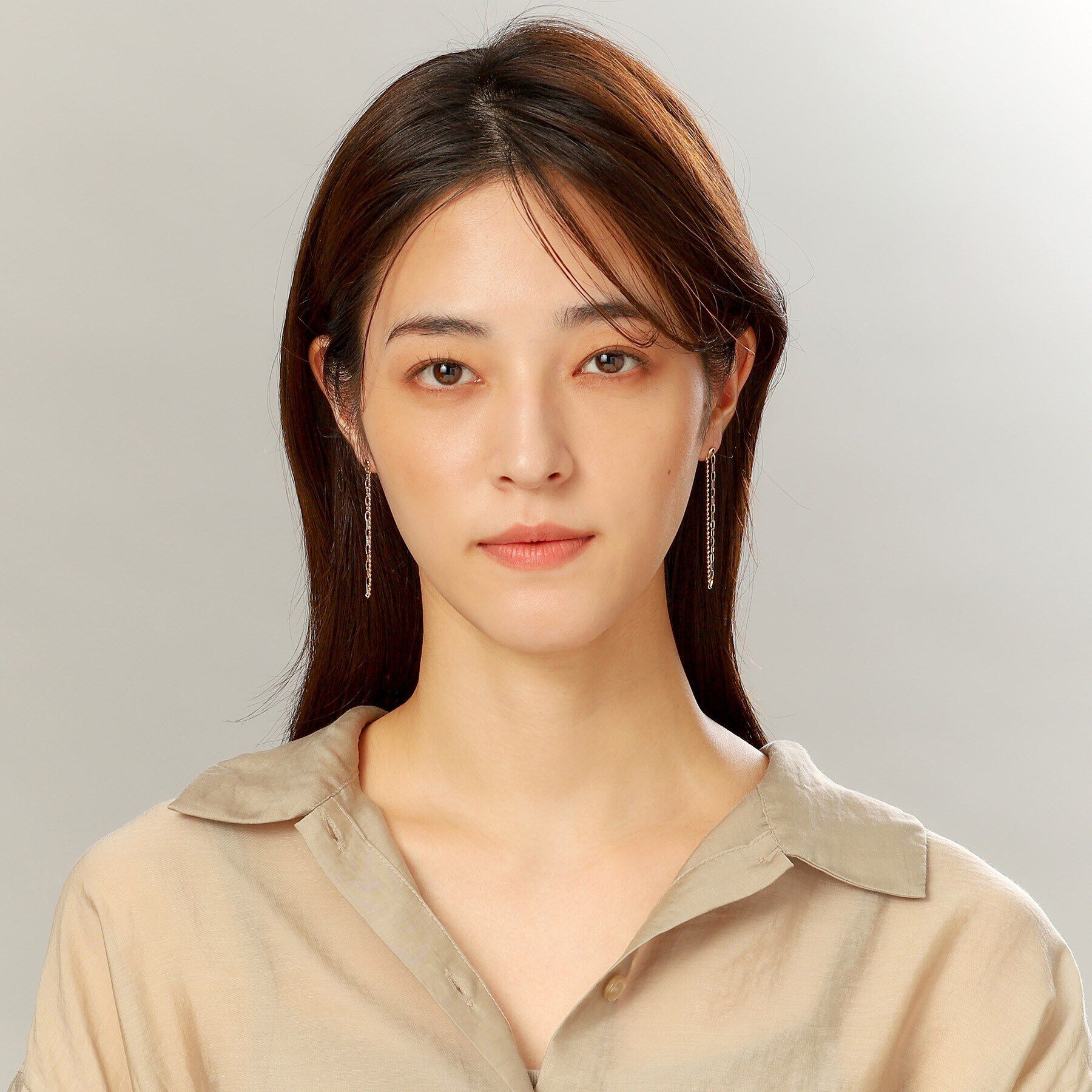 COCOSHNIK「K10ボール&times;アズキチェーンセパレート スタッドピアス」|ピアス|