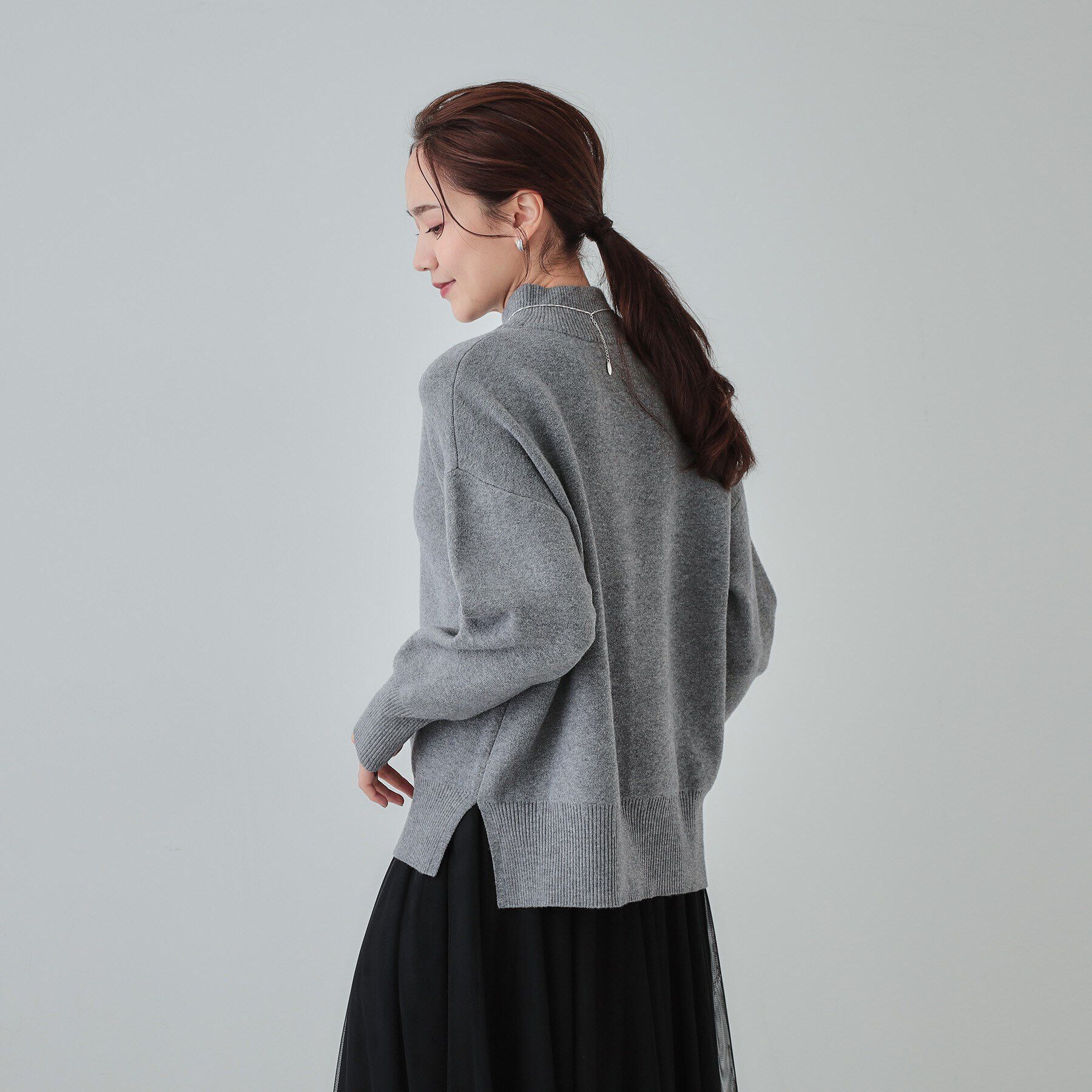 SHOO･LA･RUE「【洗える/ちくちくしにくい/静電気軽減】スウェットライク ハイネックニット」|ニット・セーター|