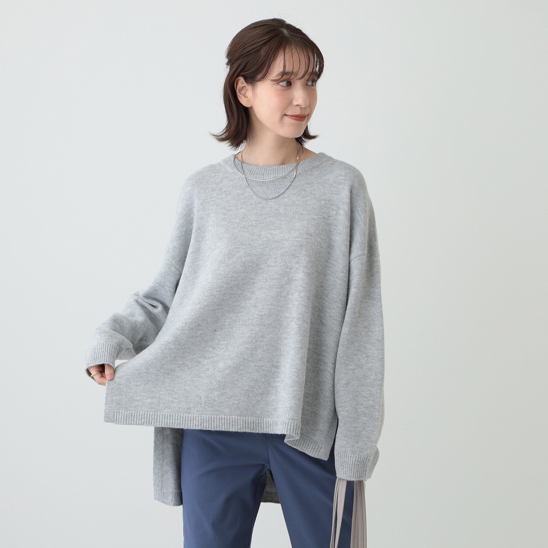 SHOO･LA･RUE「【S-LL/体型カバー】軽くてふわふわ お尻が隠れるワイドシルエットニット」|ニット・セーター|