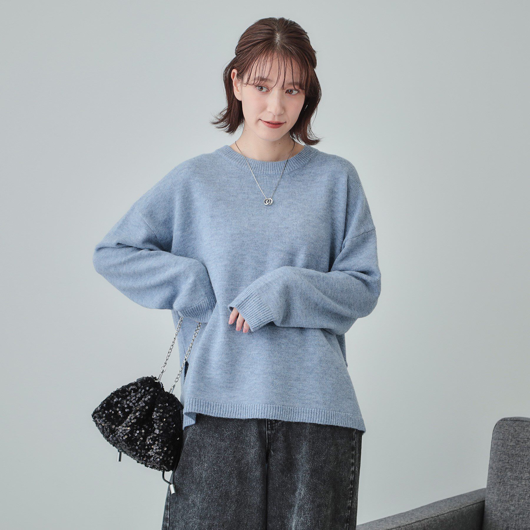 SHOO･LA･RUE「【S-LL/体型カバー】軽くてふわふわ お尻が隠れるワイドシルエットニット」|ニット・セーター|