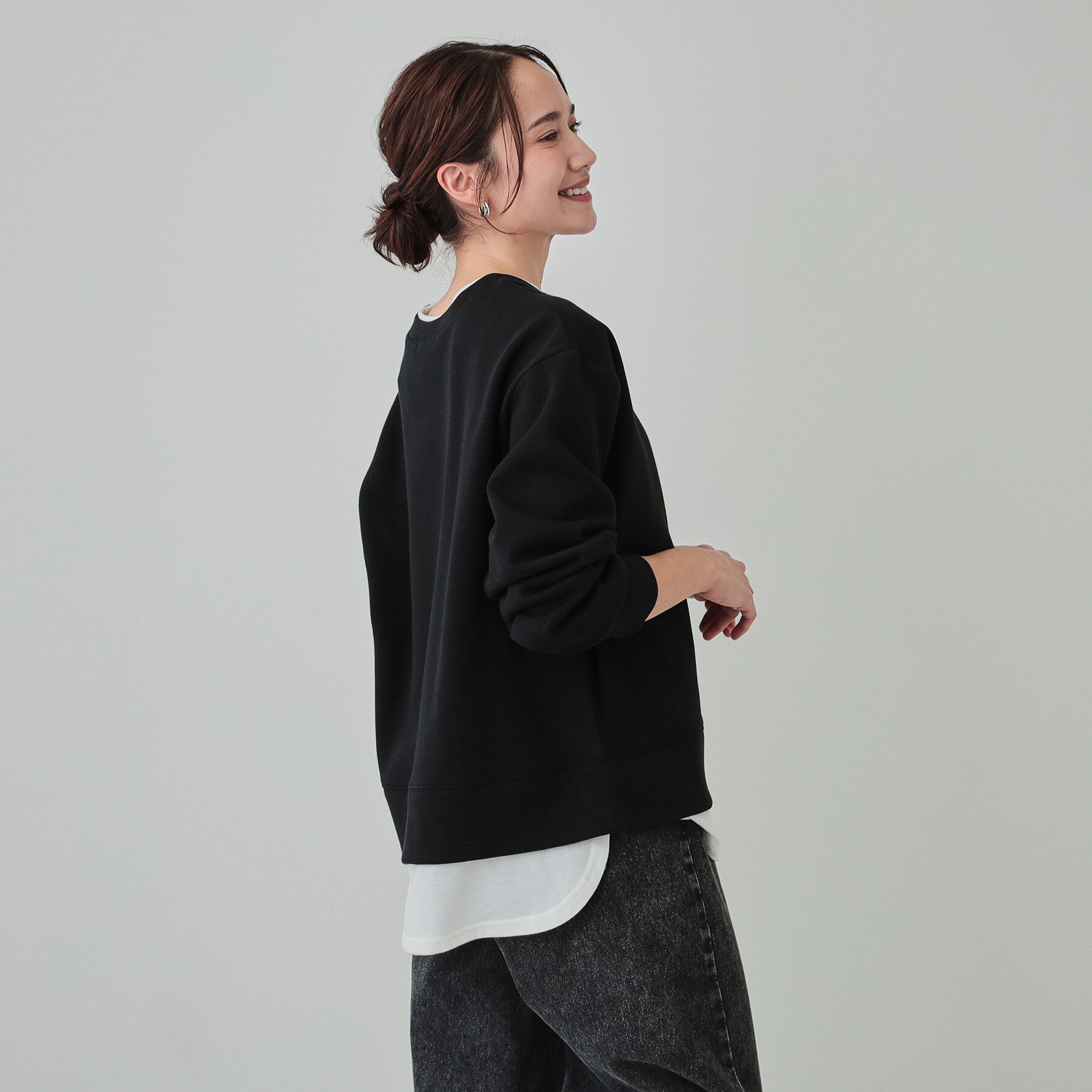 SHOO･LA･RUE「【洗える/S-LL】着るだけ簡単こなれ感 裏起毛レイヤード風スウェット【SHOO WARM】」|パーカー|