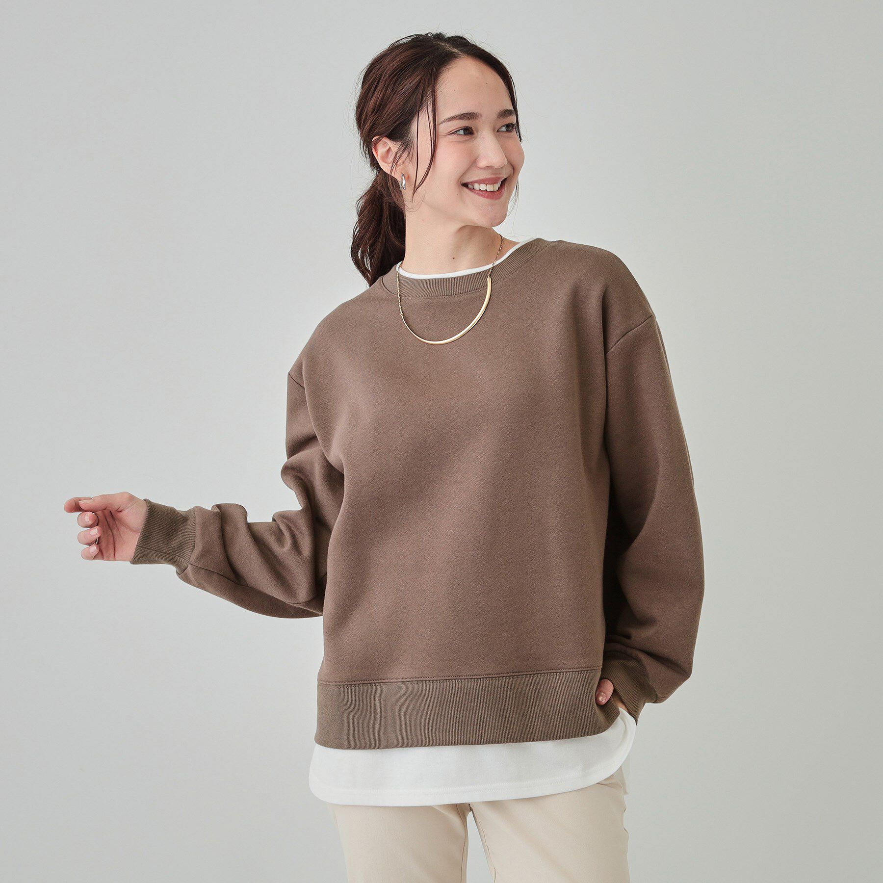 SHOO･LA･RUE「【洗える/S-LL】着るだけ簡単こなれ感 裏起毛レイヤード風スウェット【SHOO WARM】」|パーカー|