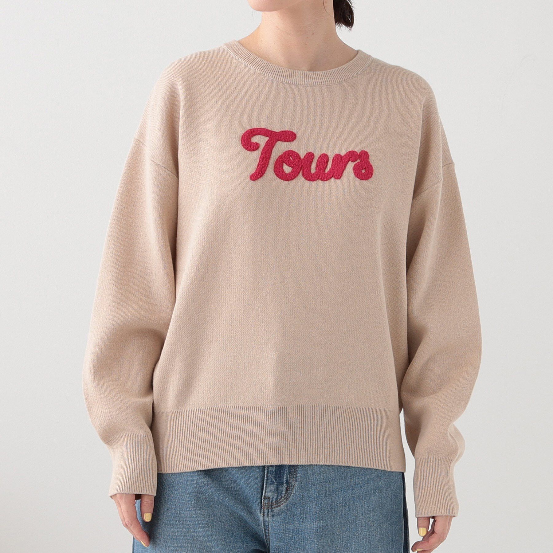 SHOO･LA･RUE「【洗える/S-LL/ちくちくしにくい】大人のための ロゴ入りスウェットライクニット」|ニット・セーター|