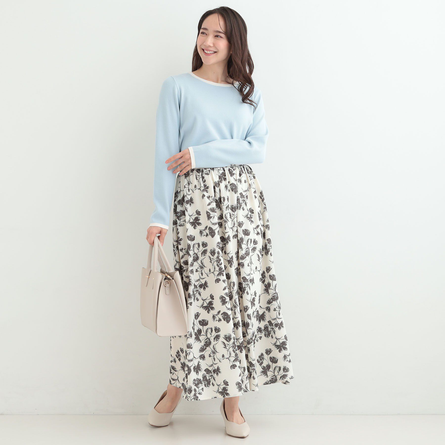 SHOO･LA･RUE「【洗濯機可/S-LL/アンサンブル可】配色クルーネックニット」|ニット・セーター|