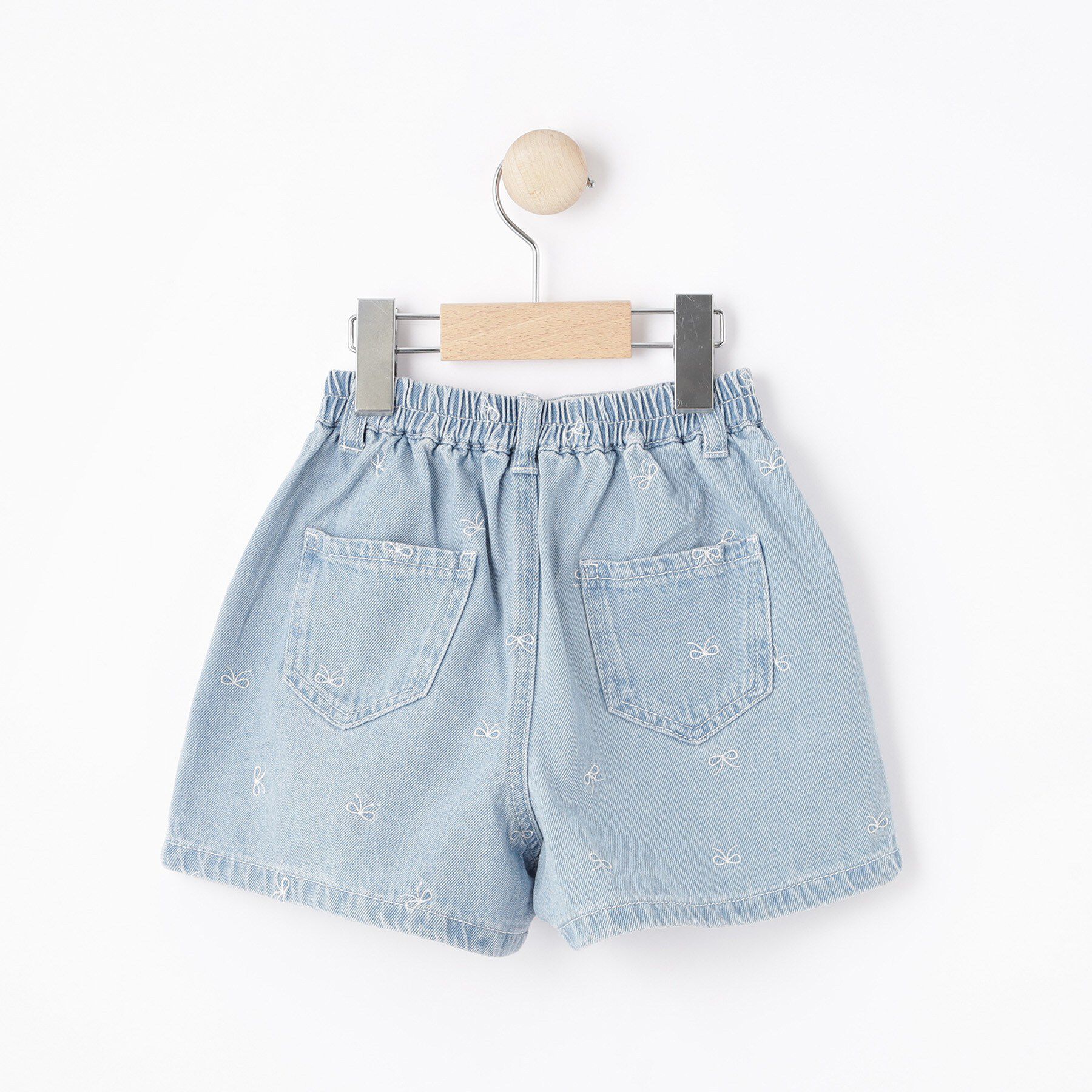 SHOO･LA･RUE「【100-150cm】リボン刺繍デニムショートパンツ」|その他|