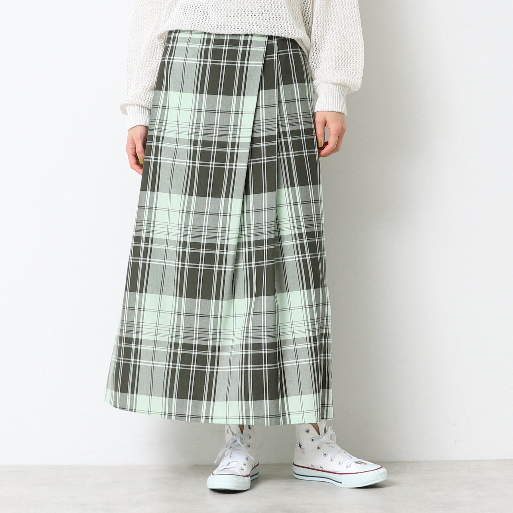 Dessin「【後ろゴム・洗える・4サイズ展開】映えチェック柄タック入りスカート（XS～L）」|スカート|