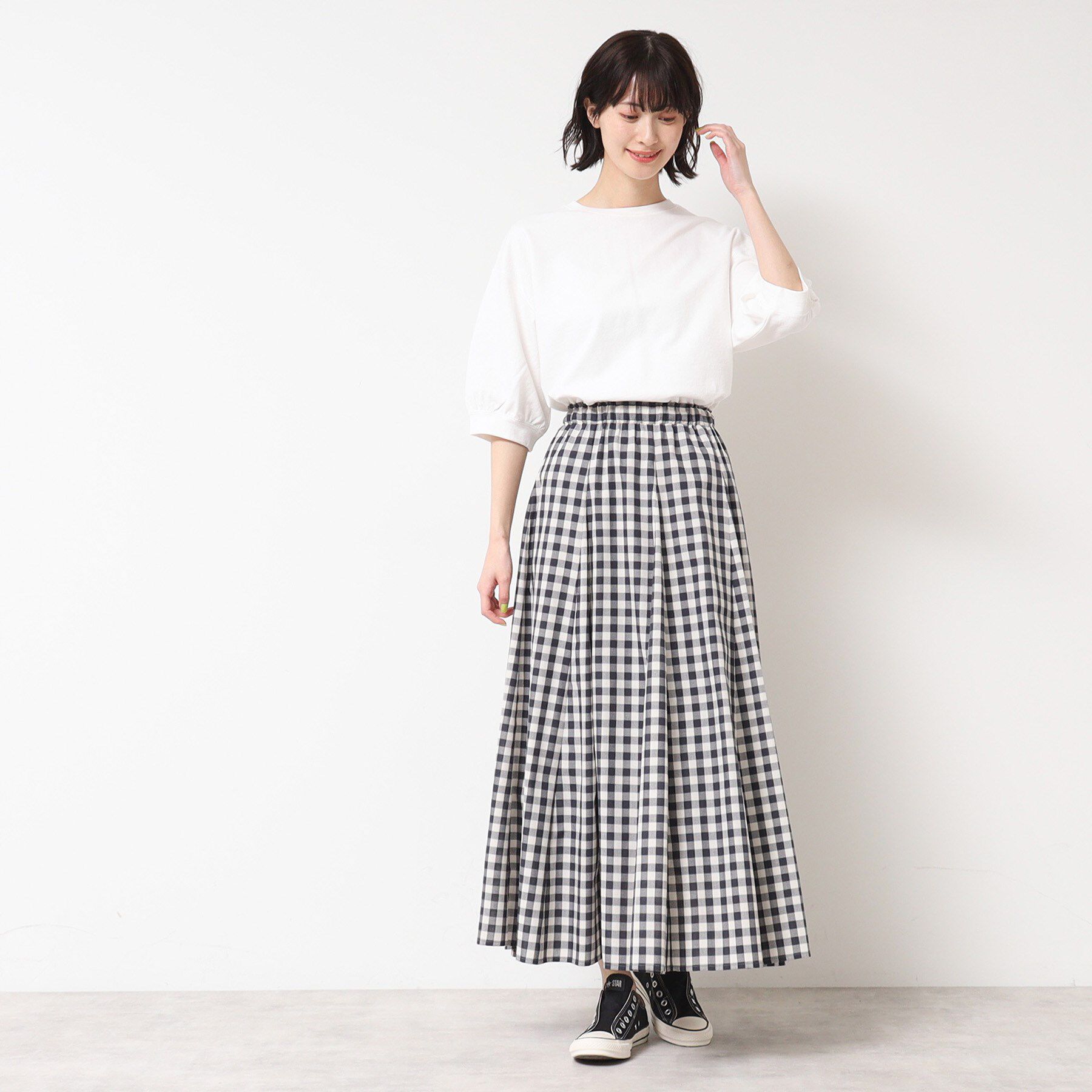 Dessin「【360度可愛い・洗える】バックヘンリーカットソー（5分袖/XS～L）」|Tシャツ・カットソー|