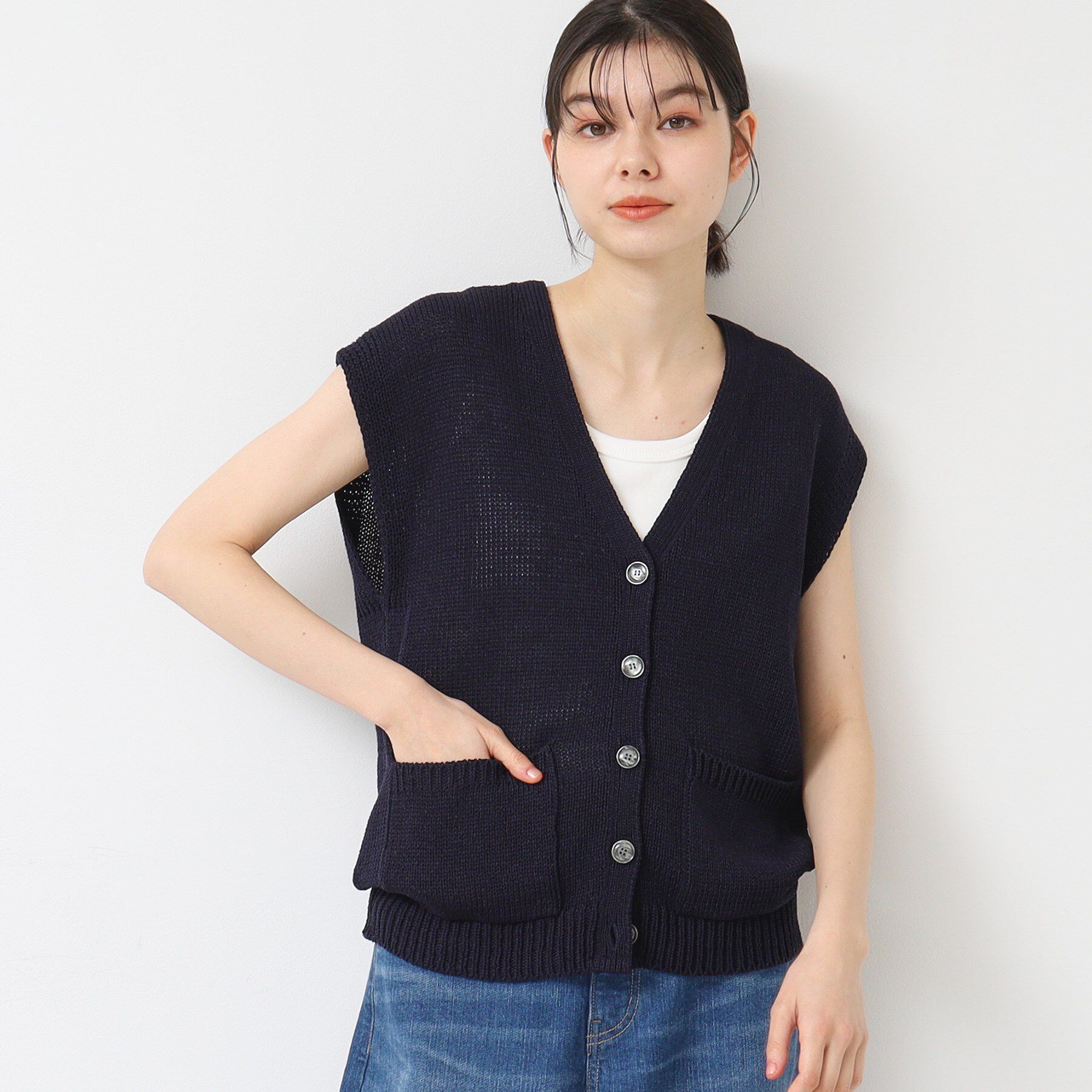 Dessin「【日本製】ボタン付きニットベスト」|ベスト・ジレ|