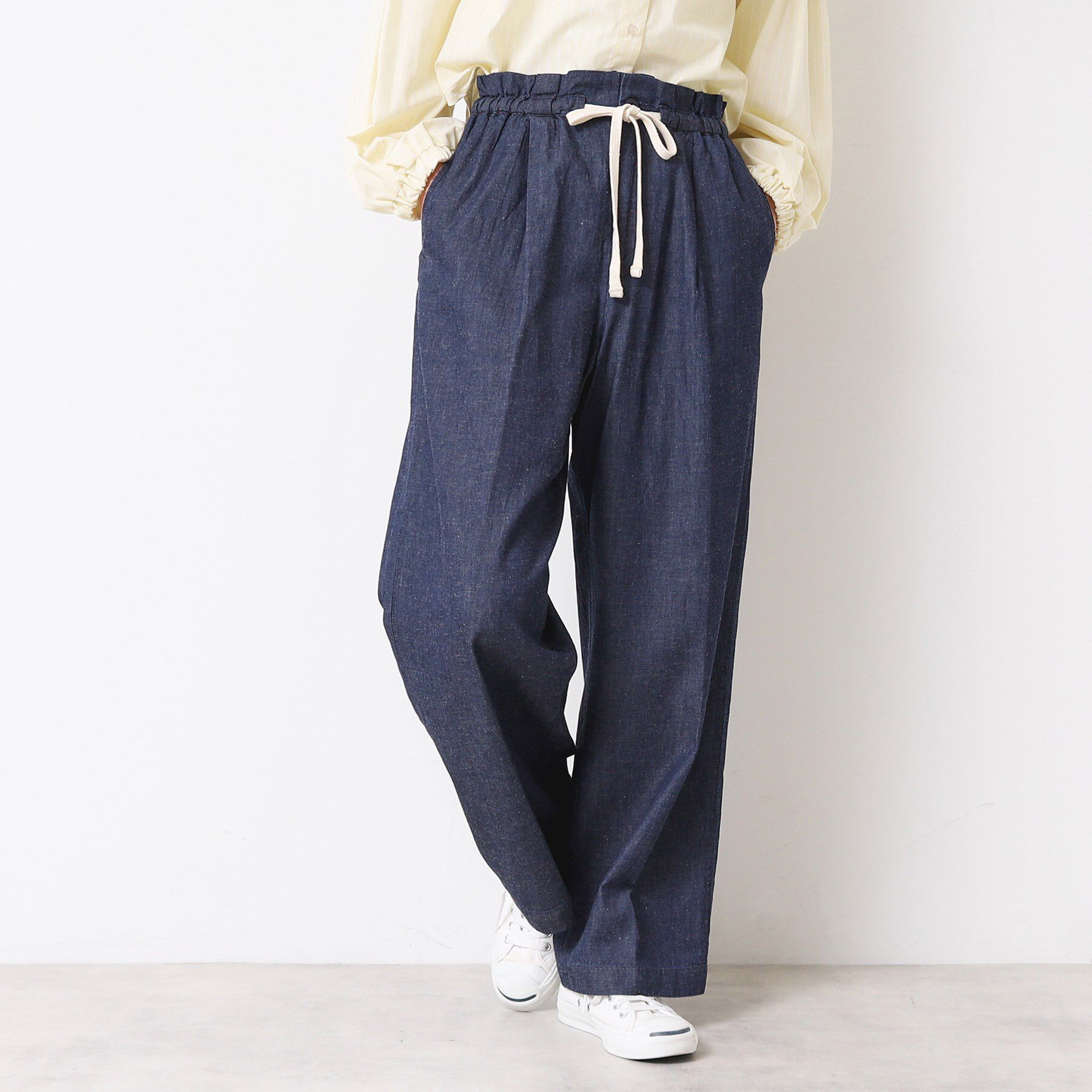Dessin「【ウエストゴム・洗える】リネンブレンドデニム調イージーパンツ（XS～L）」|その他|