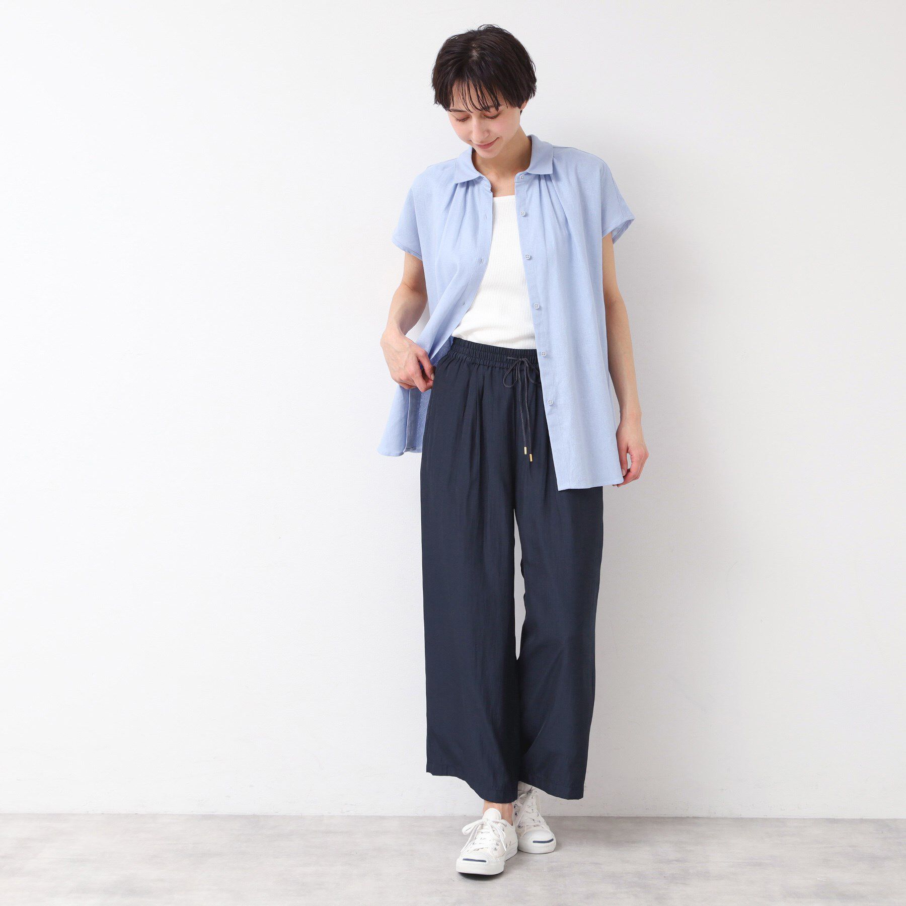 Dessin「【ウエストゴム・洗える】サテンワイドパンツ」|その他|