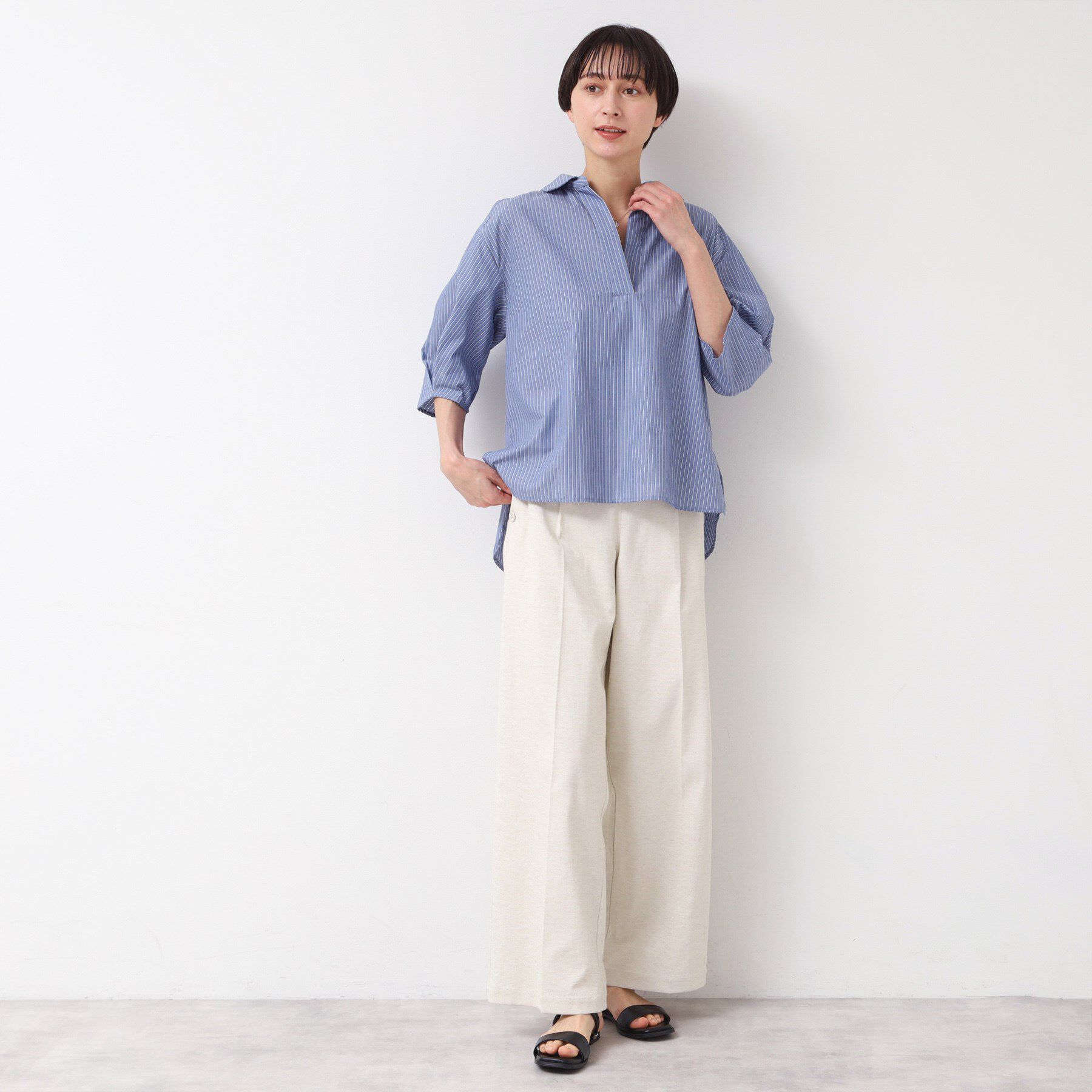 Dessin「【洗える・4サイズ展開】スキッパーシャツブラウス（XS～L）」|シャツ・ブラウス|