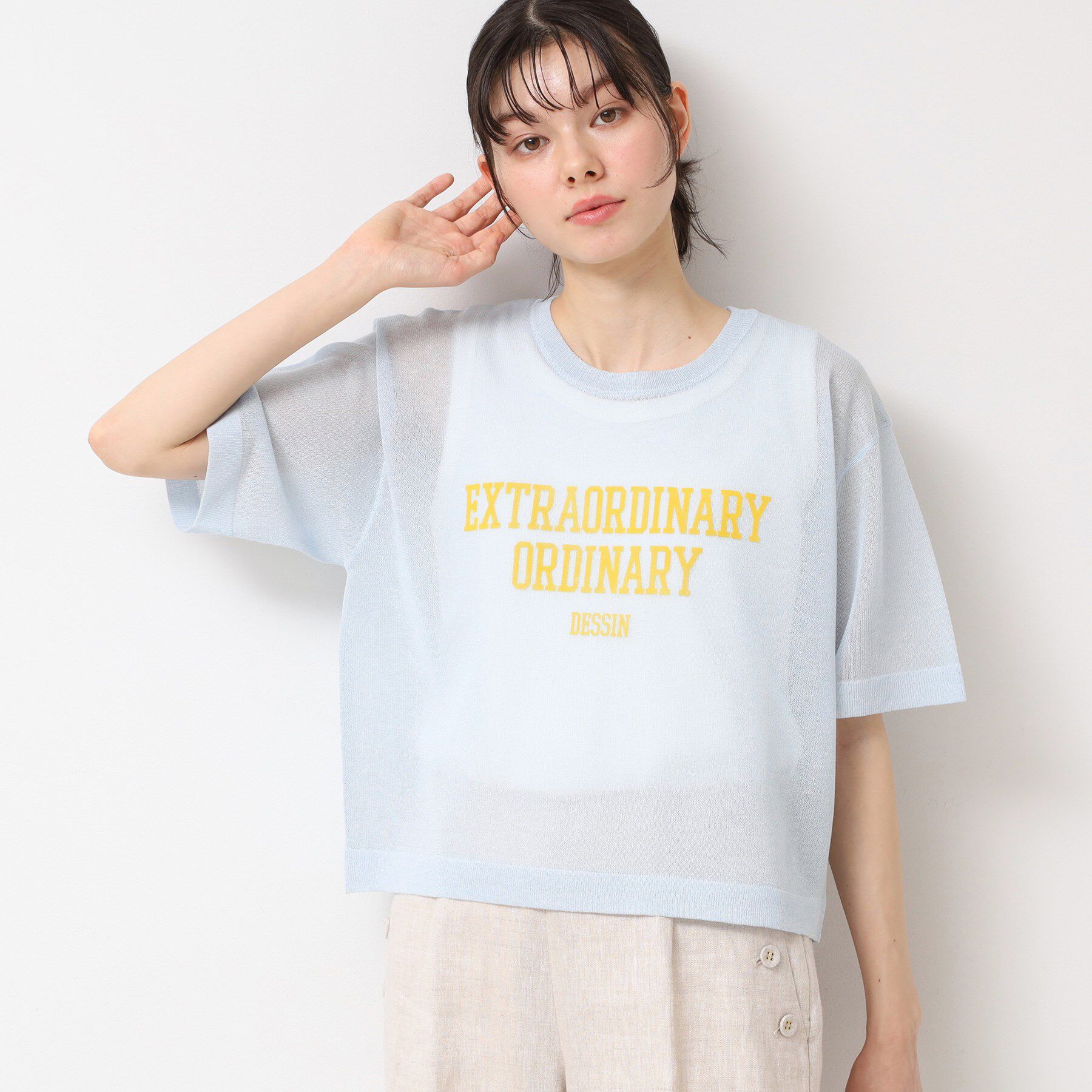 Dessin「【洗える】シースルーロゴニット」|ニット・セーター|