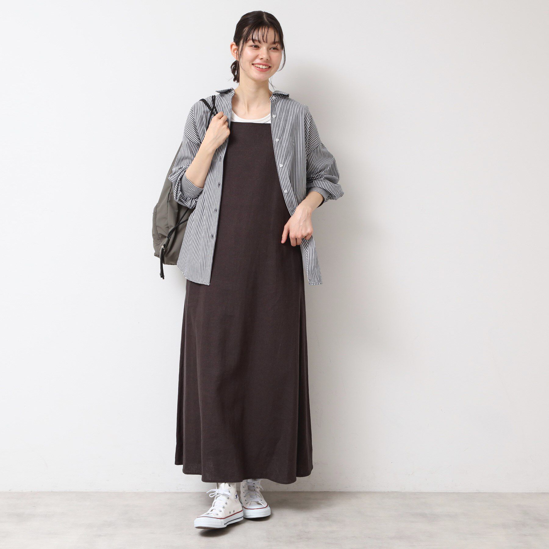 Dessin「【洗える】ロゴ刺繍入りストライプオーバーシャツ」|シャツ・ブラウス|