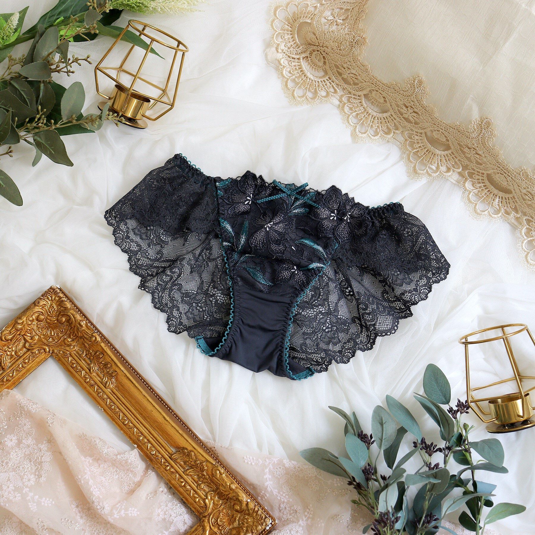 Risa Magli「ケリー レースショーツ」|インナー|チャコールグレー(0