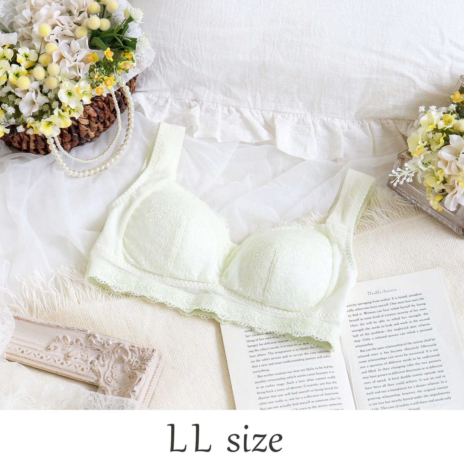 Risa Magli「イリーナ おやすみブラ（LL）」|インナー|ミントグリーン(02