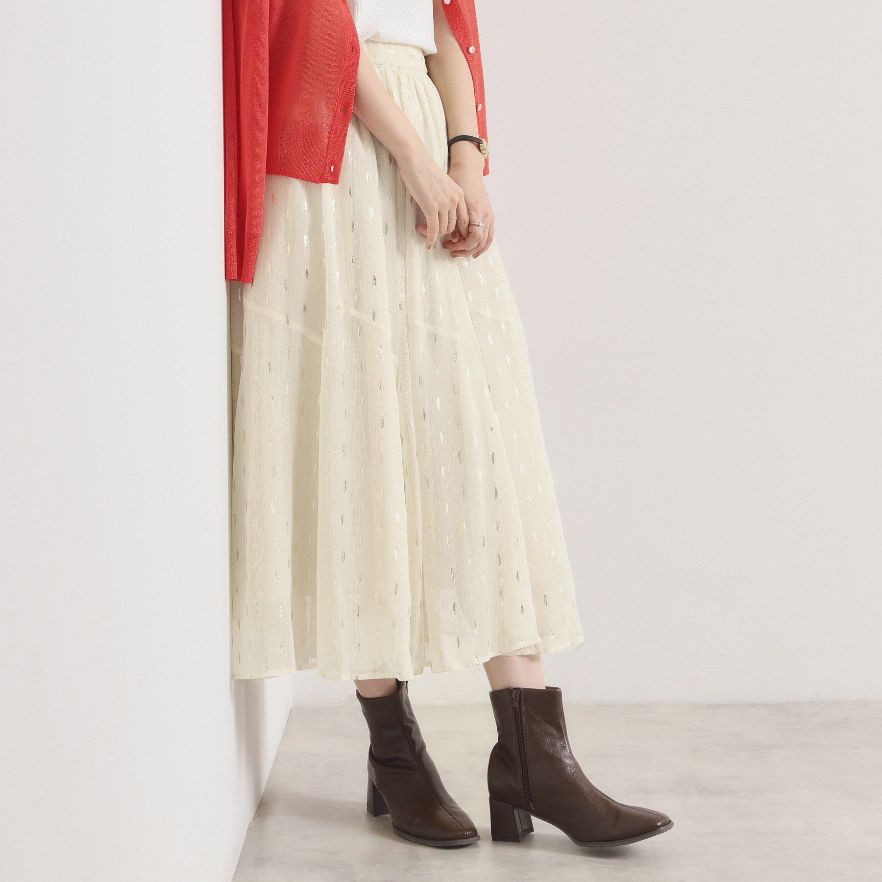 ITS&rsquo;DEMO「【手洗い可／ウエストゴム】箔プリントフレアスカート」|スカート|