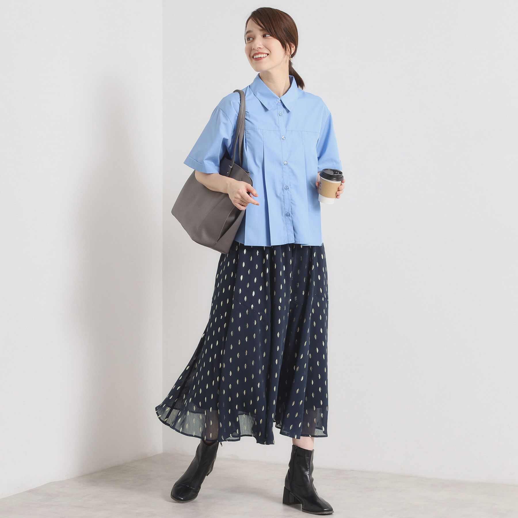 ITS&rsquo;DEMO「【手洗い可／ウエストゴム】箔プリントフレアスカート」|スカート|