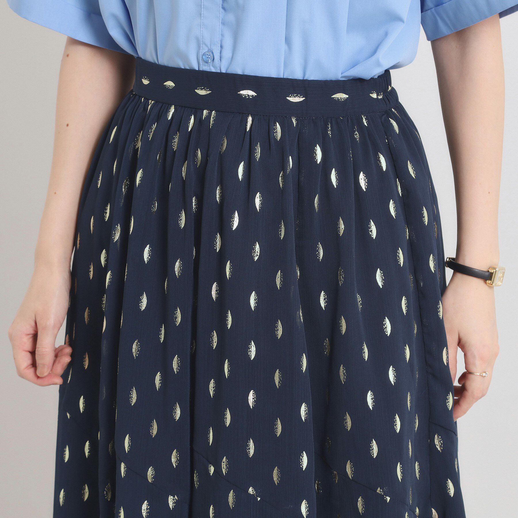 ITS&rsquo;DEMO「【手洗い可／ウエストゴム】箔プリントフレアスカート」|スカート|