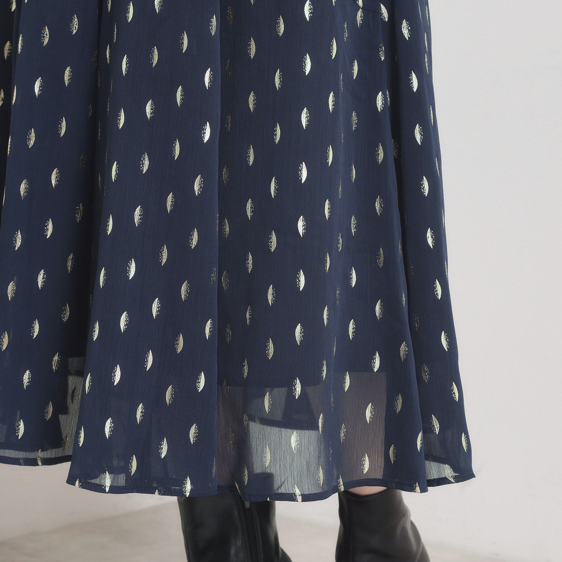 ITS&rsquo;DEMO「【手洗い可／ウエストゴム】箔プリントフレアスカート」|スカート|