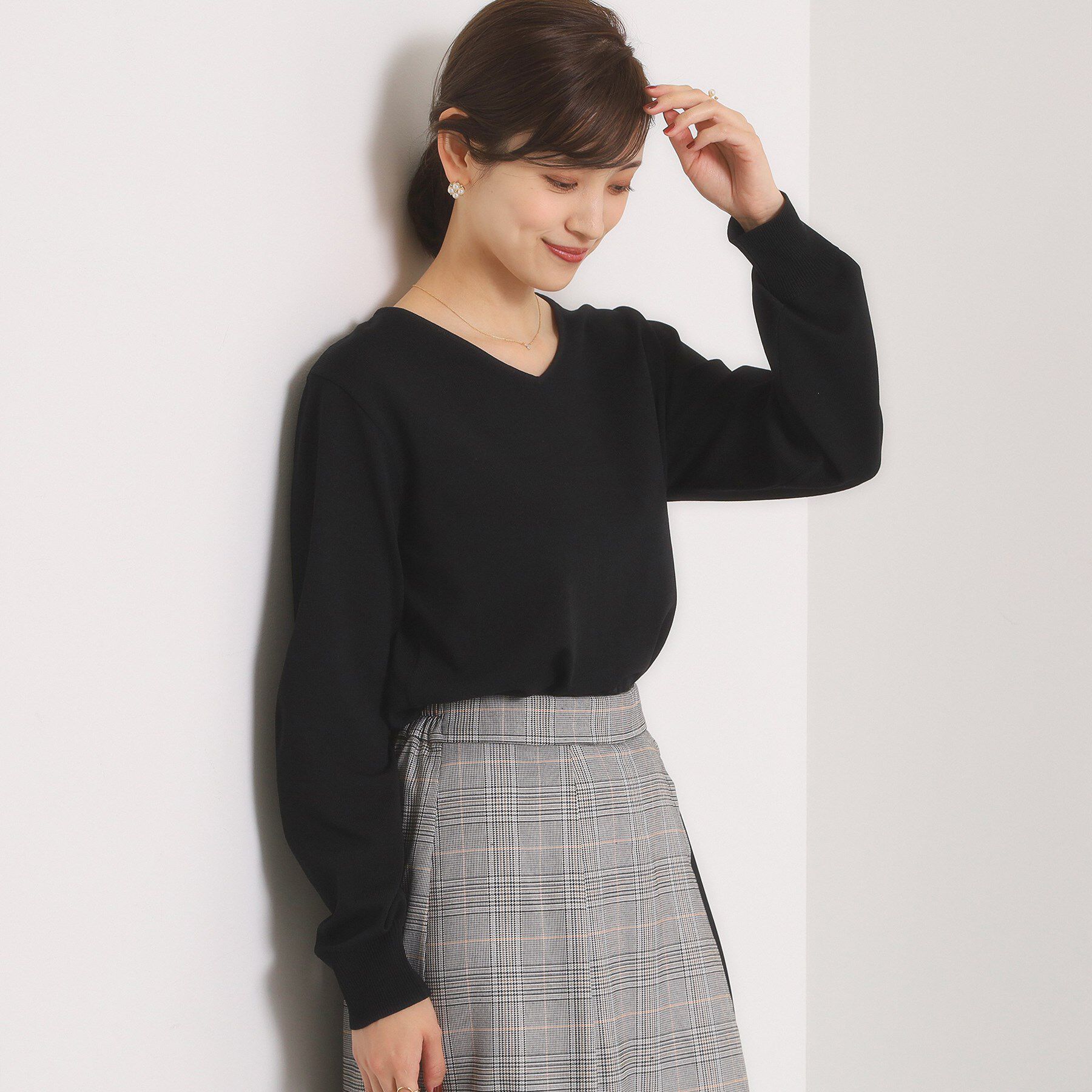 ITS&rsquo;DEMO「【縮みに強い／洗濯機OK】Vネックニットプルオーバー」|ニット・セーター|