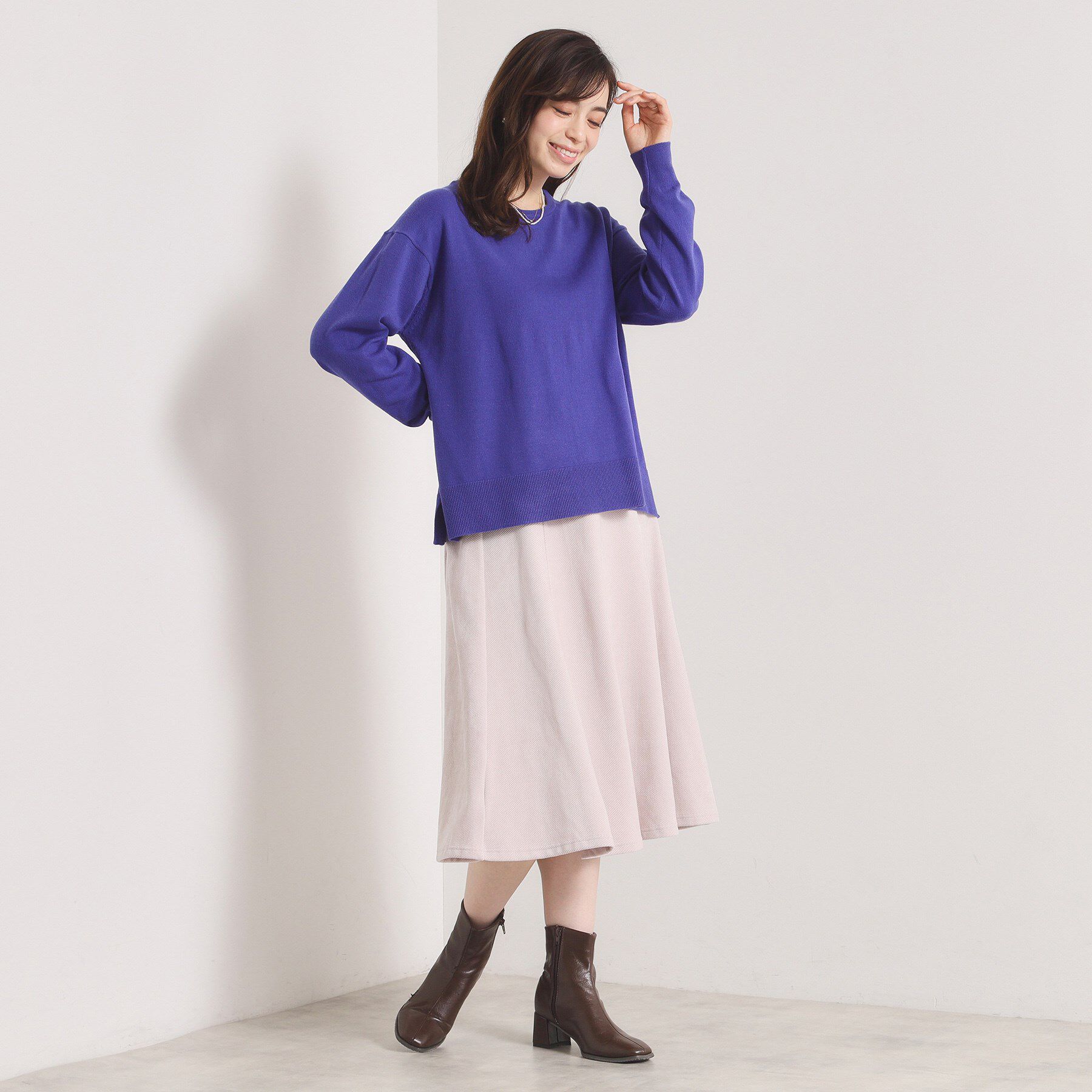 ITS&rsquo;DEMO「【静電気防止／手洗い可】クリーミータッチクルーネックニット」|ニット・セーター|