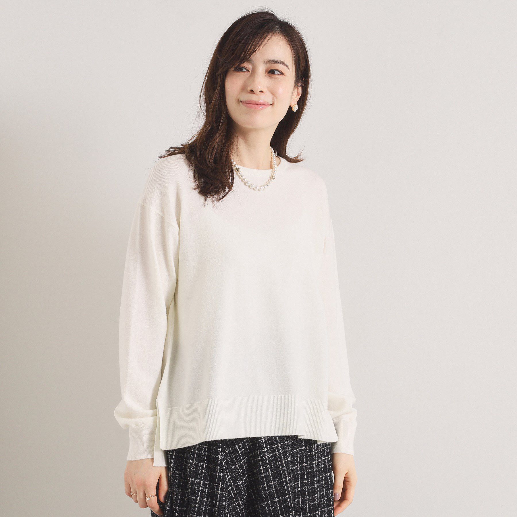 ITS&rsquo;DEMO「【静電気防止／手洗い可】クリーミータッチクルーネックニット」|ニット・セーター|