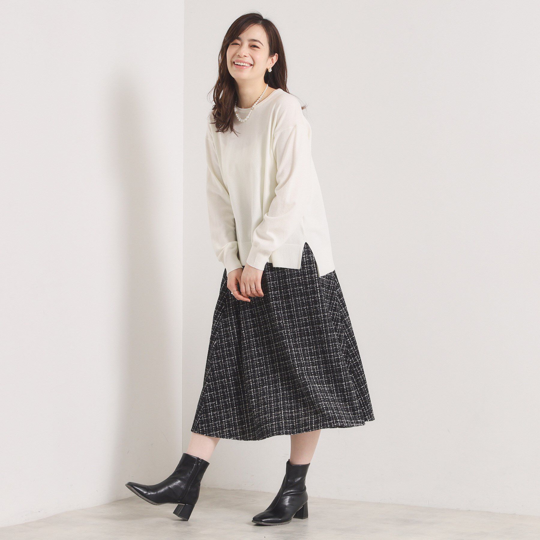 ITS&rsquo;DEMO「【静電気防止／手洗い可】クリーミータッチクルーネックニット」|ニット・セーター|