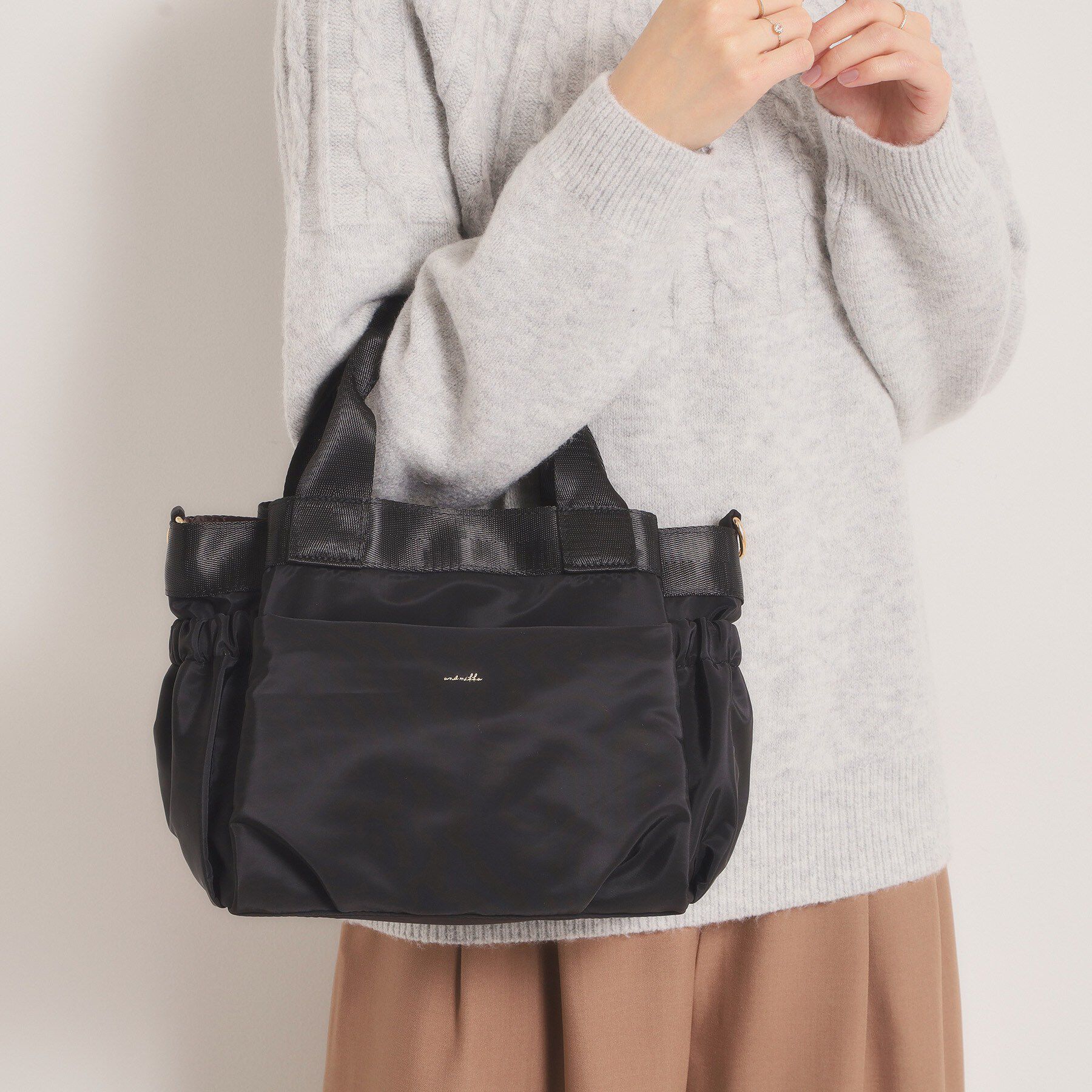 ITS&rsquo;DEMO「【収納アドバイザー監修】バルーン2WAYトート」|ハンドバッグ|ブラック(019)