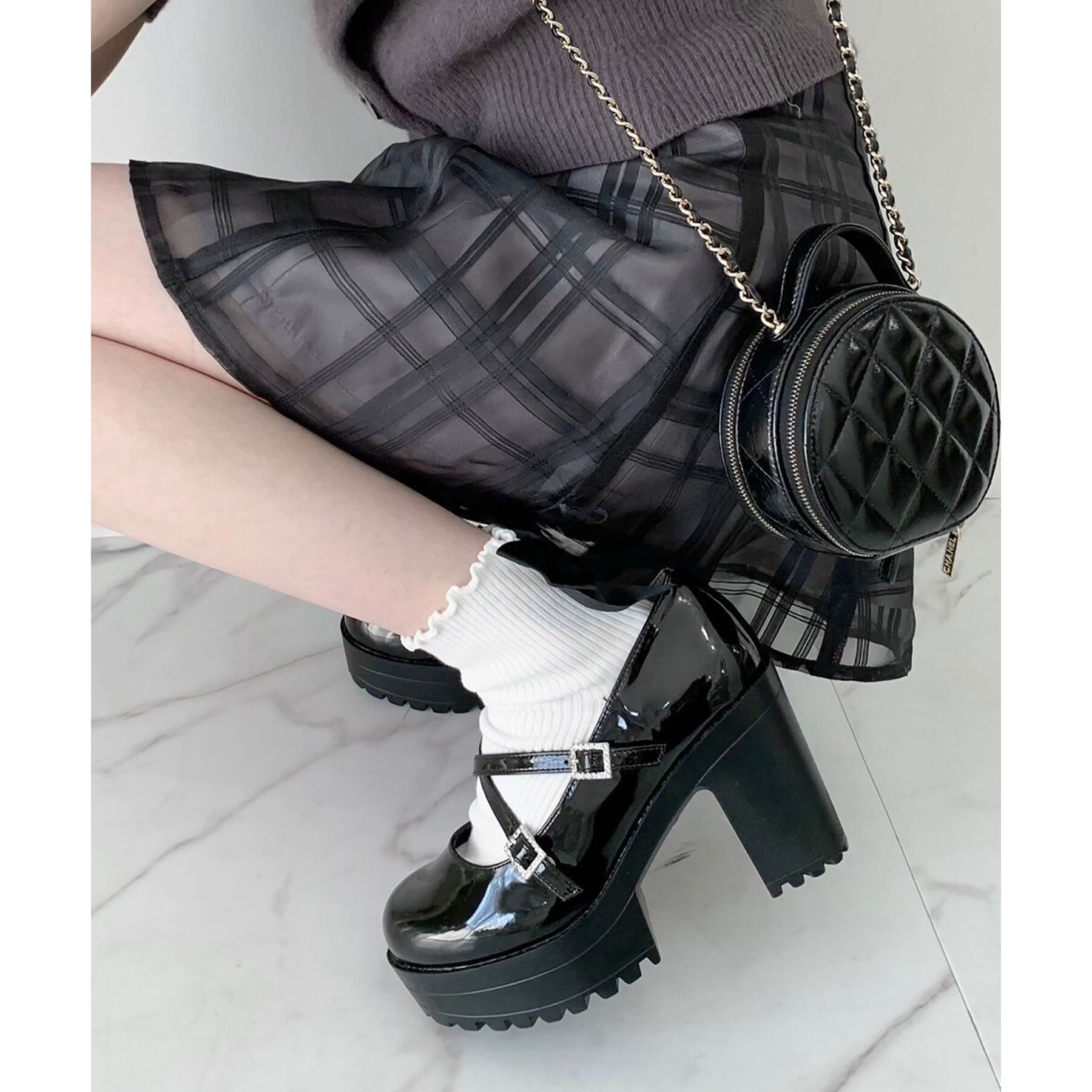 csT&P「厚底キラキラダブルストラップパンプス」|パンプス|