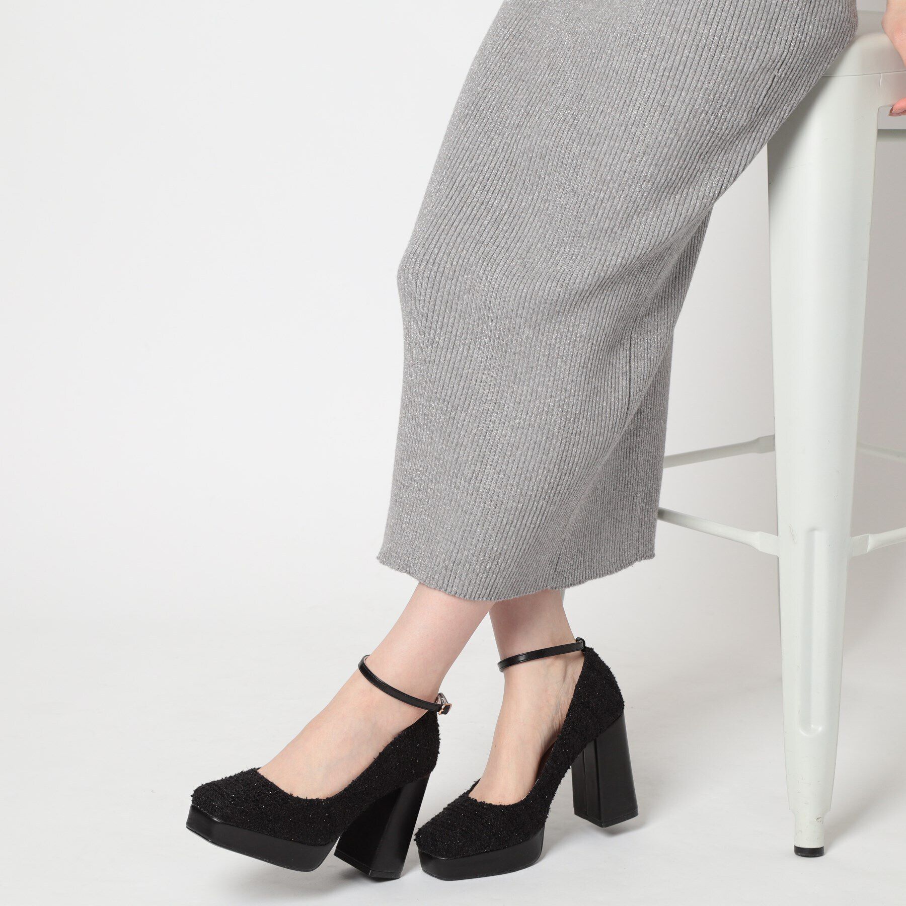 ESPERANZA「スクエアトゥダブルストラップ厚底パンプス 結婚式二次会 パーティー 25SS」|パンプス|