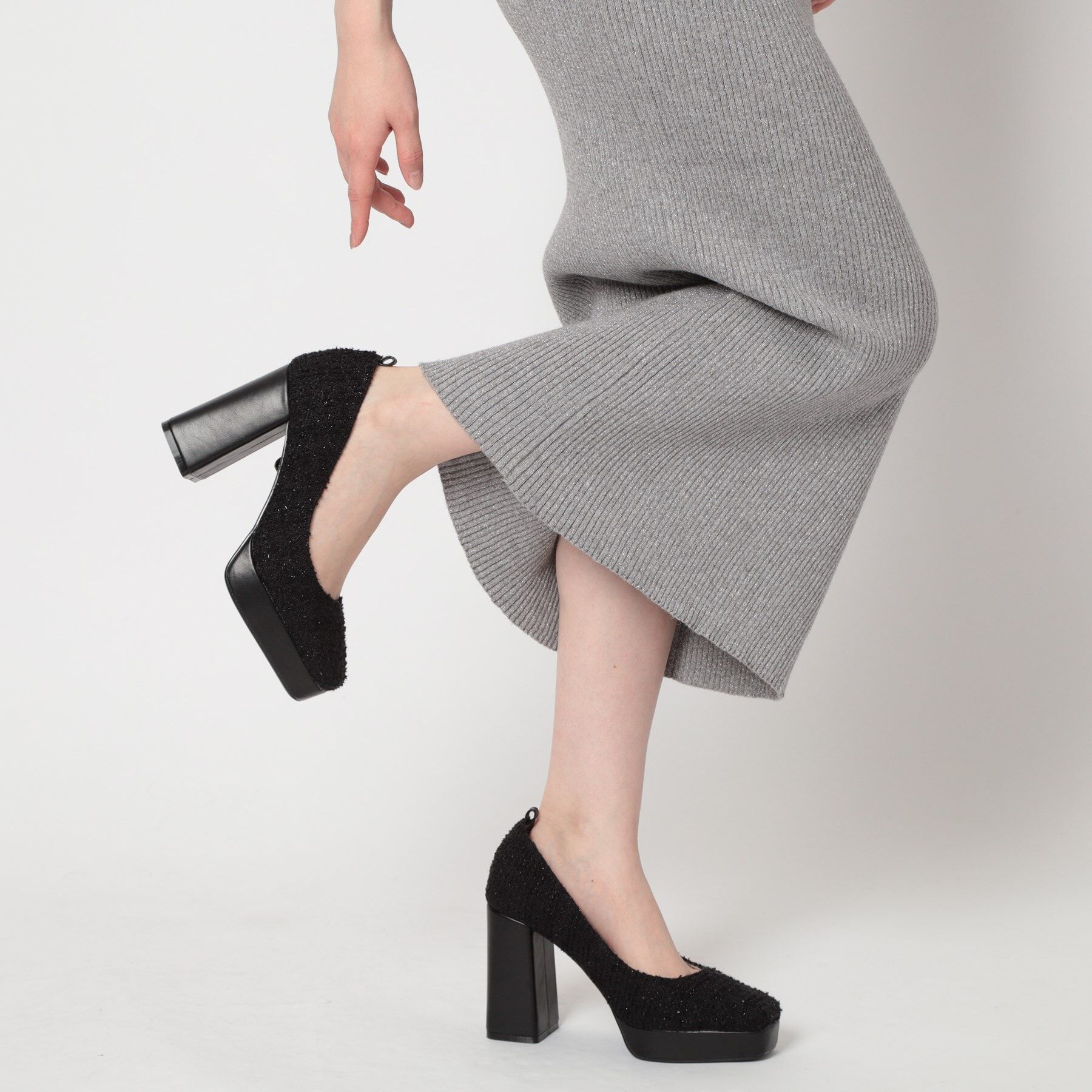 ESPERANZA「スクエアトゥダブルストラップ厚底パンプス 結婚式二次会 パーティー 25SS」|パンプス|