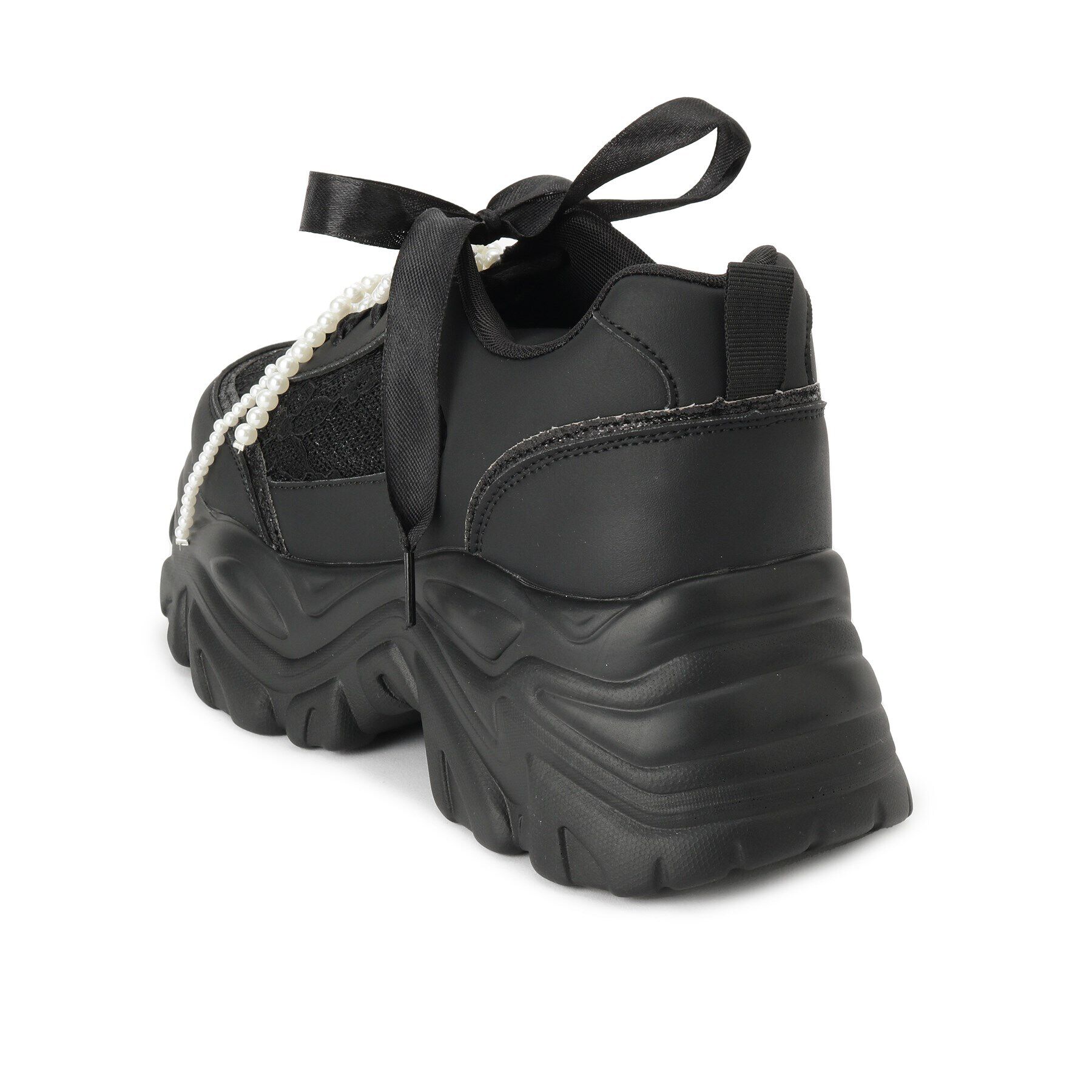 csT&P「厚底パール調付きレーススニーカー」|スニーカー|