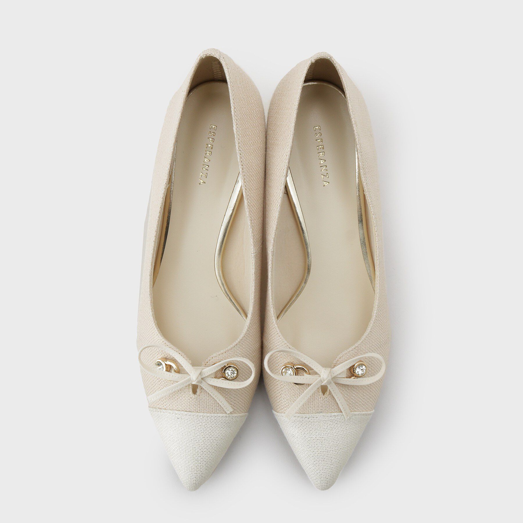 ESPERANZA「ビジューリボンポインテッドパンプス」|パンプス|