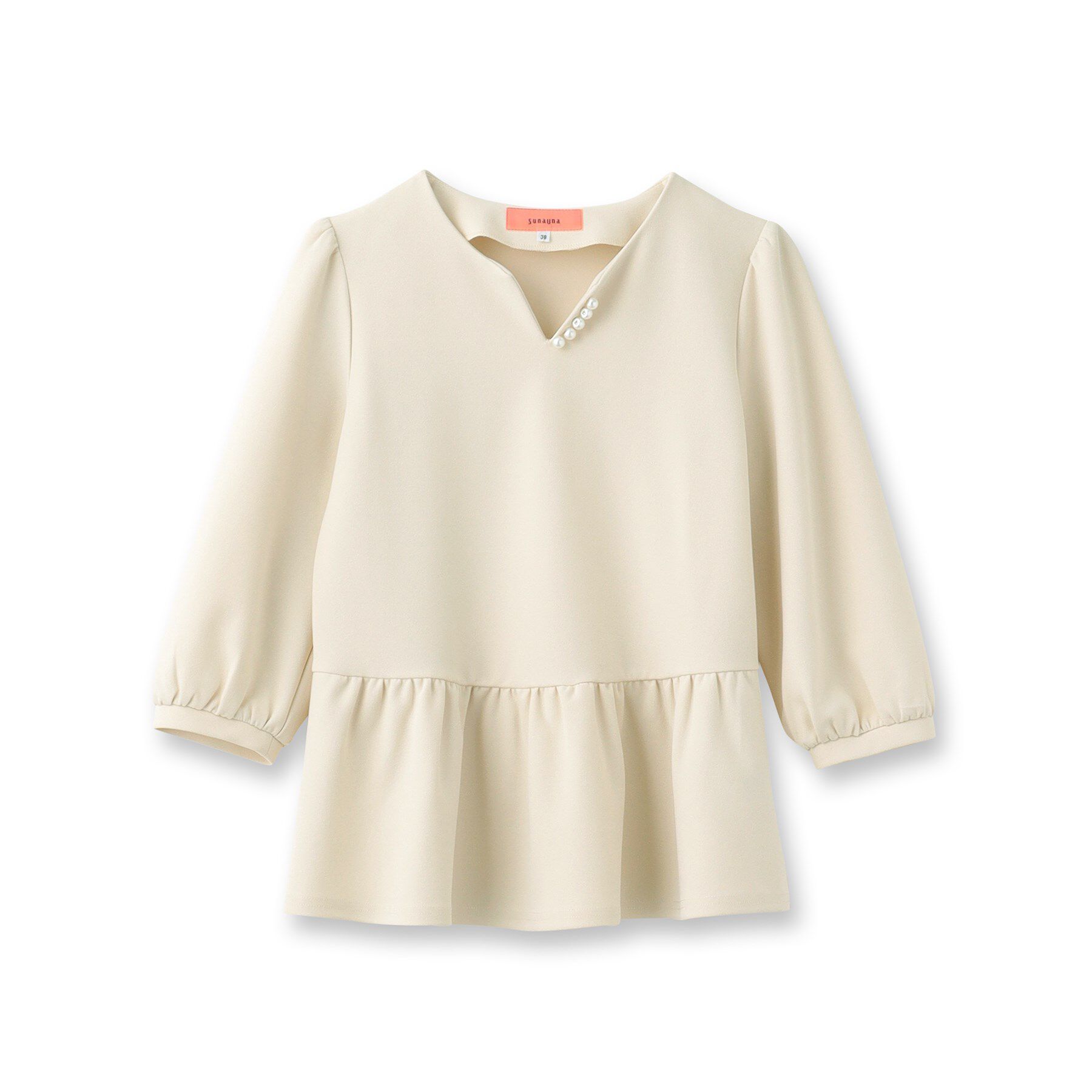 SunaUna「【パール調パーツ付き／春色】ペプラムトップス」|シャツ・ブラウス|