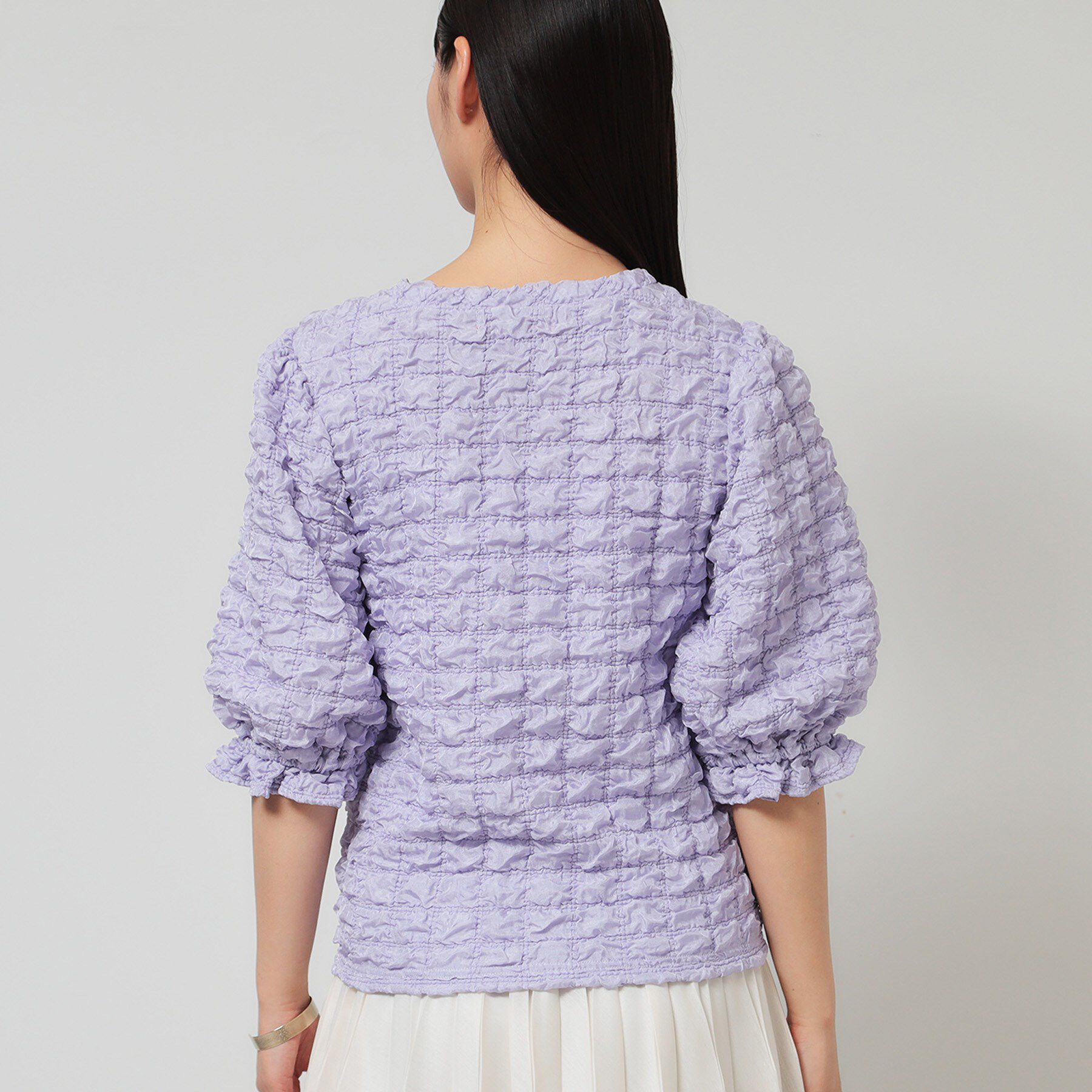 SunaUna「【今すぐ活躍！／パフスリーブ】ジャカードプルオーバー」|Tシャツ・カットソー|