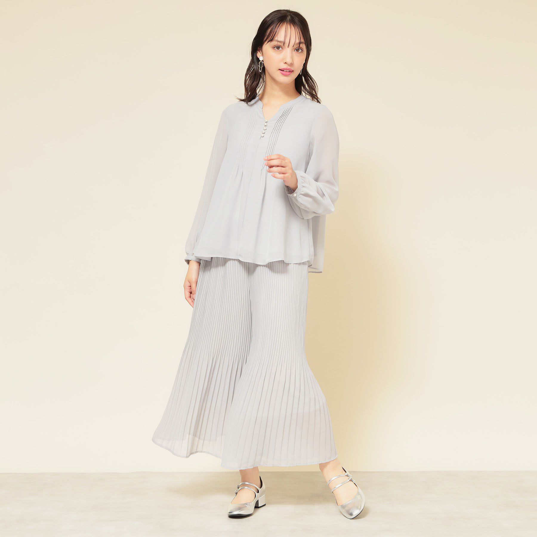 SunaUna「【ピンタック／セットアップ可】シフォンブラウス」|シャツ・ブラウス|