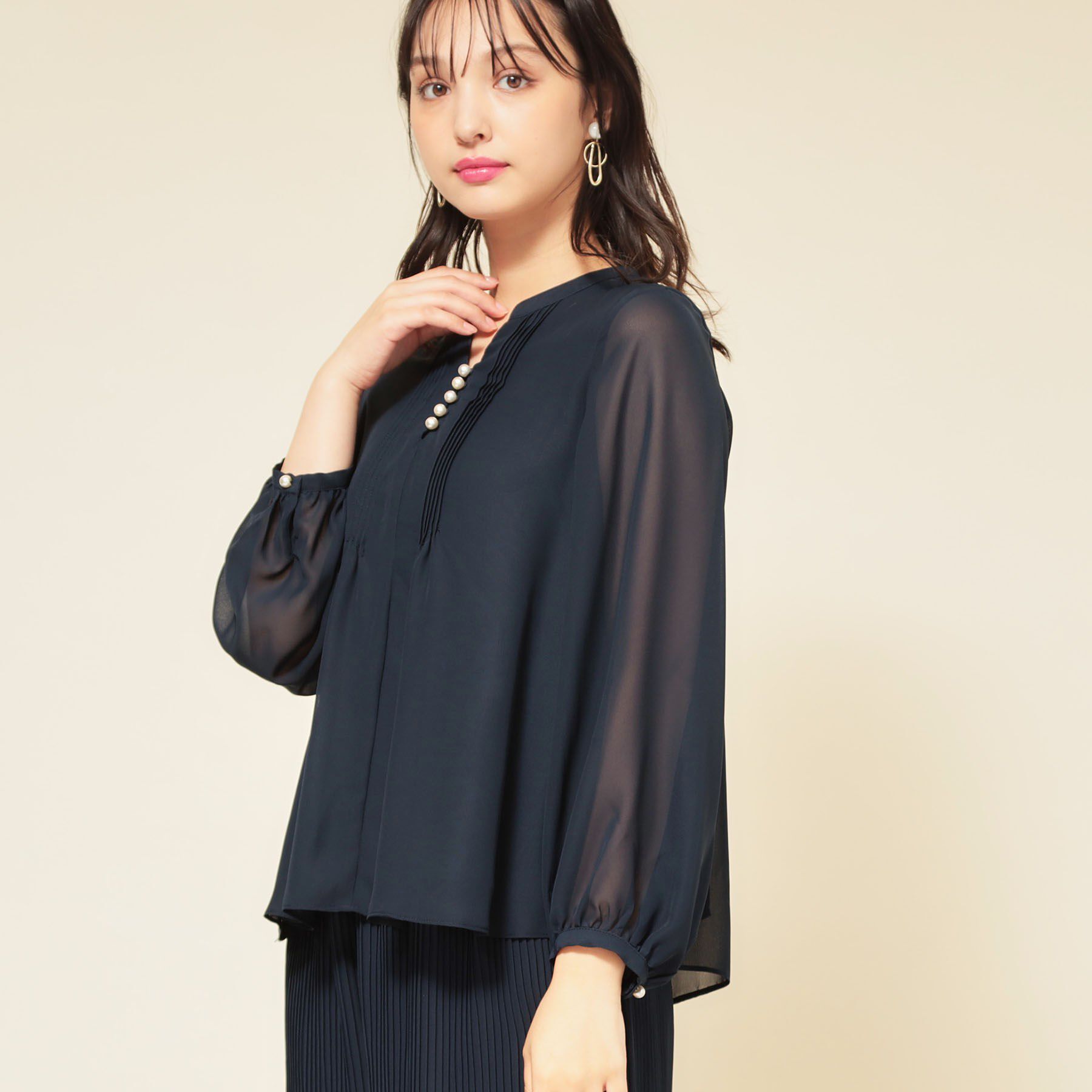 SunaUna「【ピンタック／セットアップ可】シフォンブラウス」|シャツ・ブラウス|