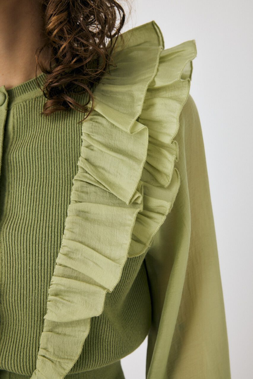 MOUSSY「WOVEN FRILLS カーディガン」|ニット・セーター|