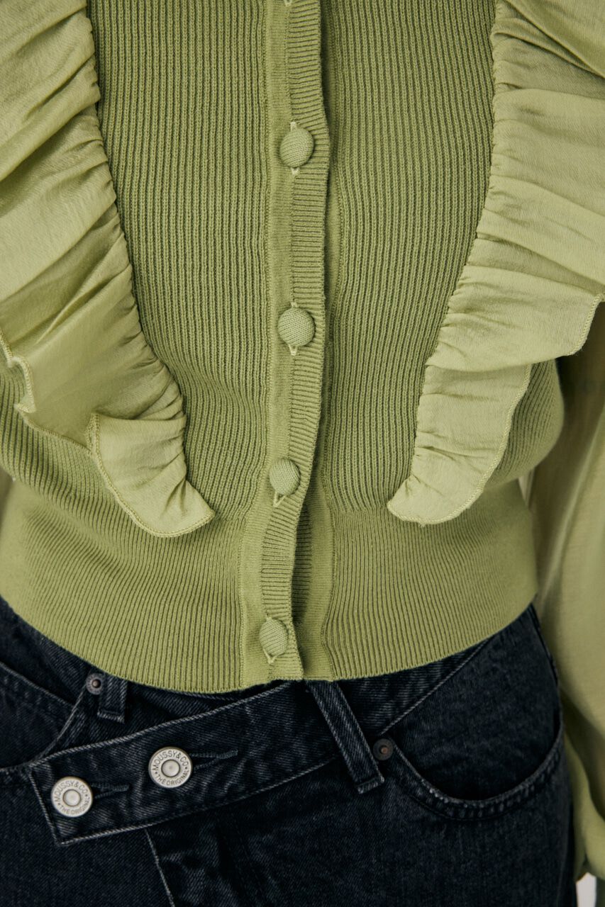 MOUSSY「WOVEN FRILLS カーディガン」|ニット・セーター|