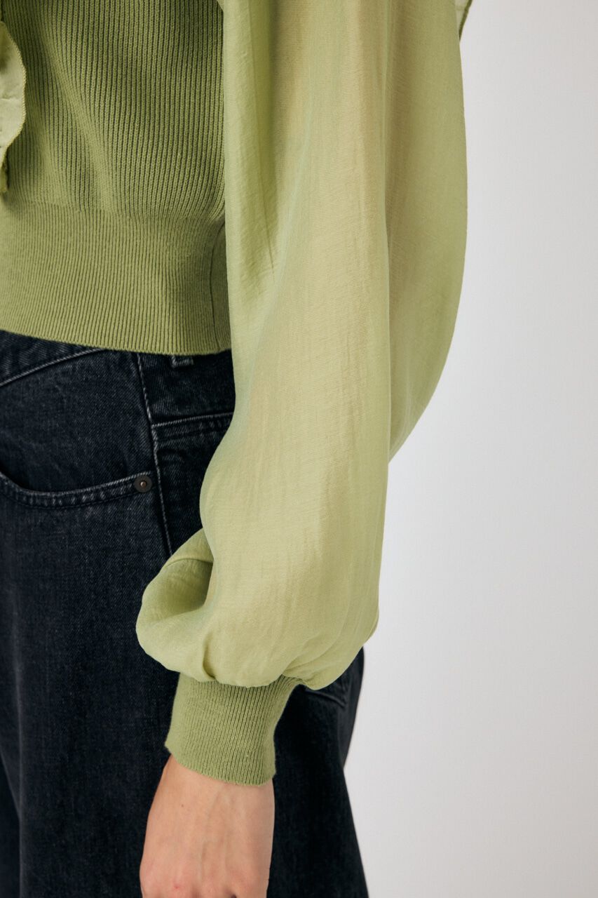 MOUSSY「WOVEN FRILLS カーディガン」|ニット・セーター|