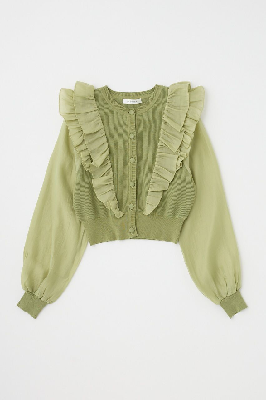 MOUSSY「WOVEN FRILLS カーディガン」|ニット・セーター|