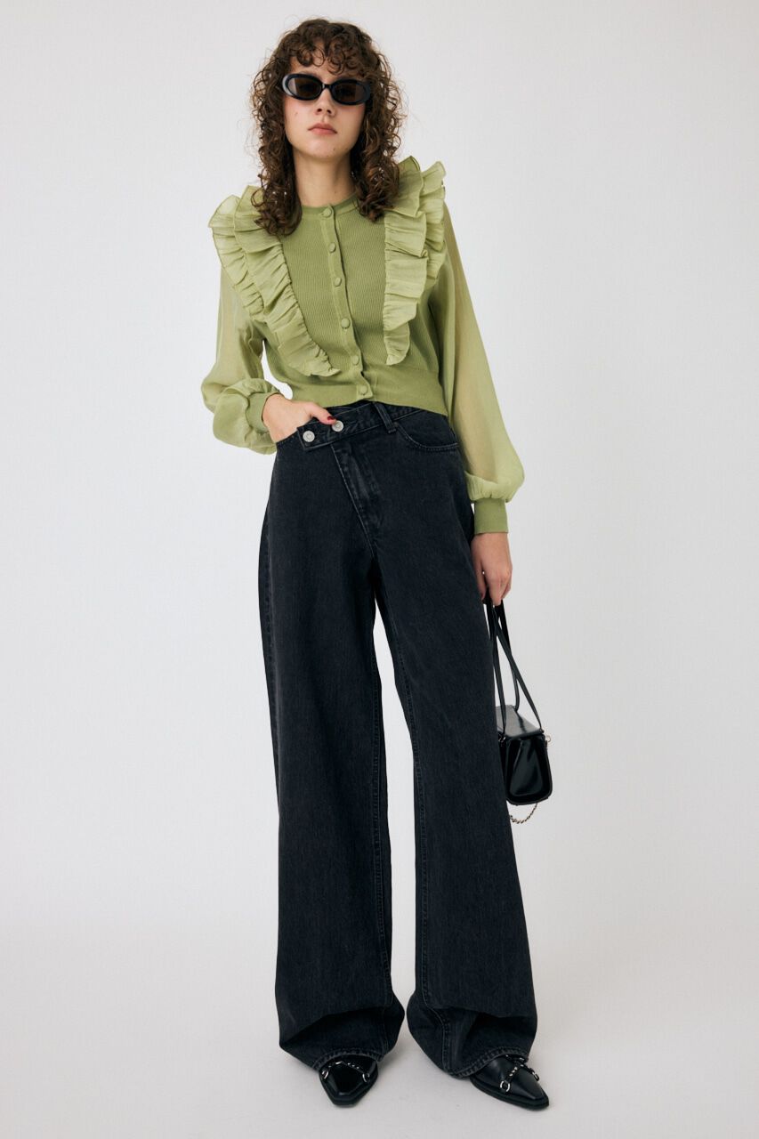 MOUSSY「WOVEN FRILLS カーディガン」|ニット・セーター|