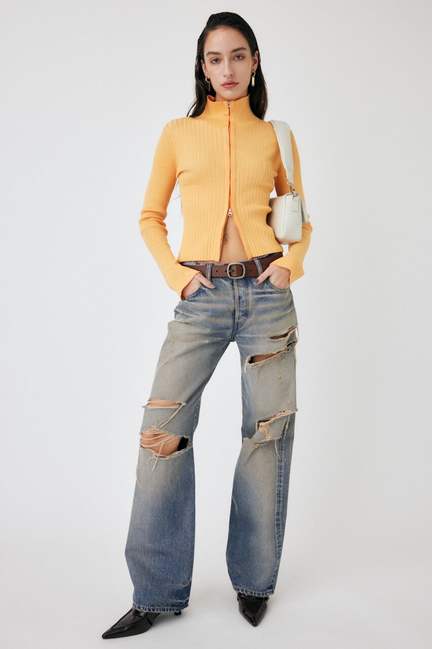 MOUSSY「ZIP UP LS KNIT シャツ」|ニット・セーター|