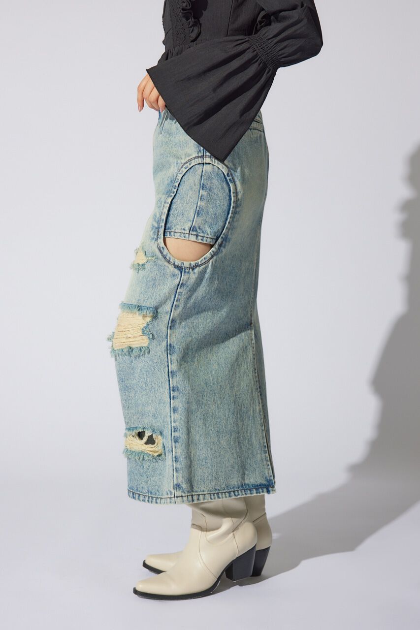 rienda「サイドオープンレイヤードデニムスカート」|スカート|