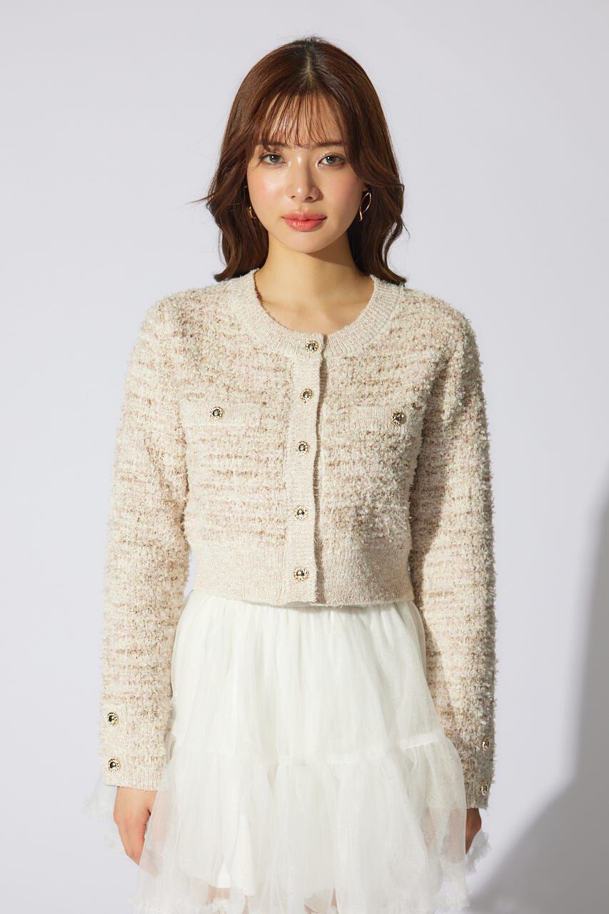 rienda「ツイードニットカーディガン」|カーディガン|