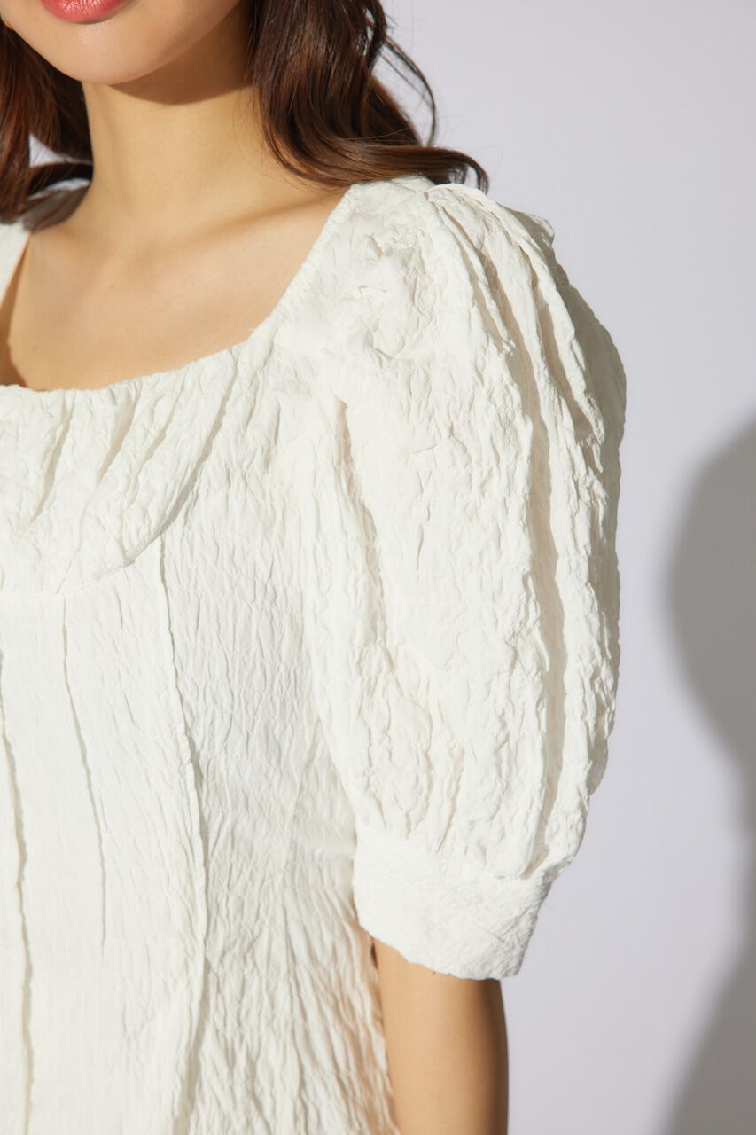 rienda「バストギャザーデザインジャガードフレアワンピース」|ワンピース|