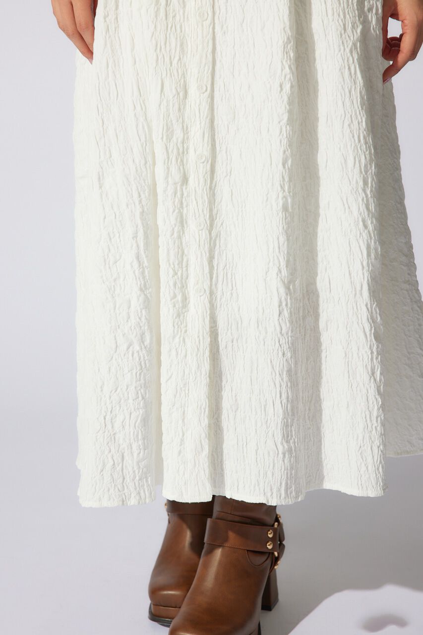 rienda「バストギャザーデザインジャガードフレアワンピース」|ワンピース|