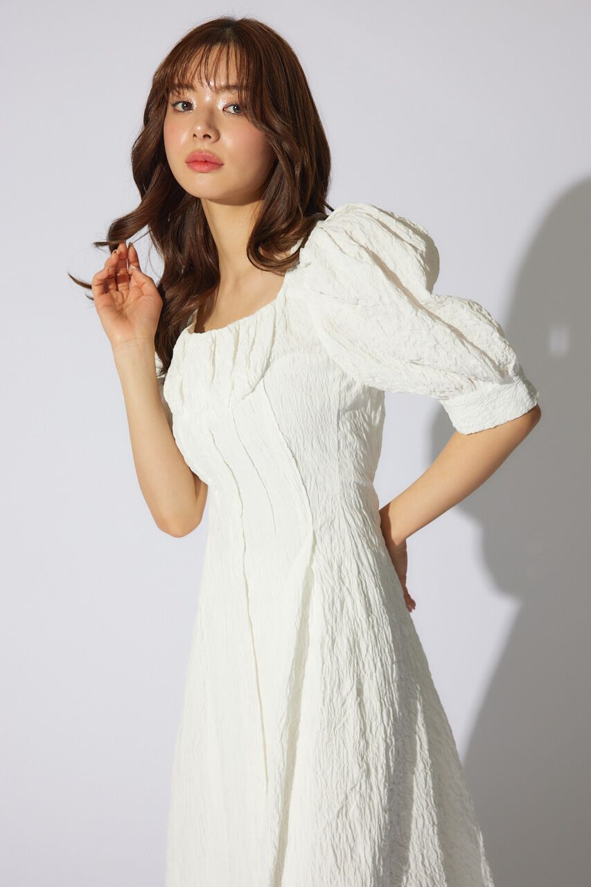 rienda「バストギャザーデザインジャガードフレアワンピース」|ワンピース|